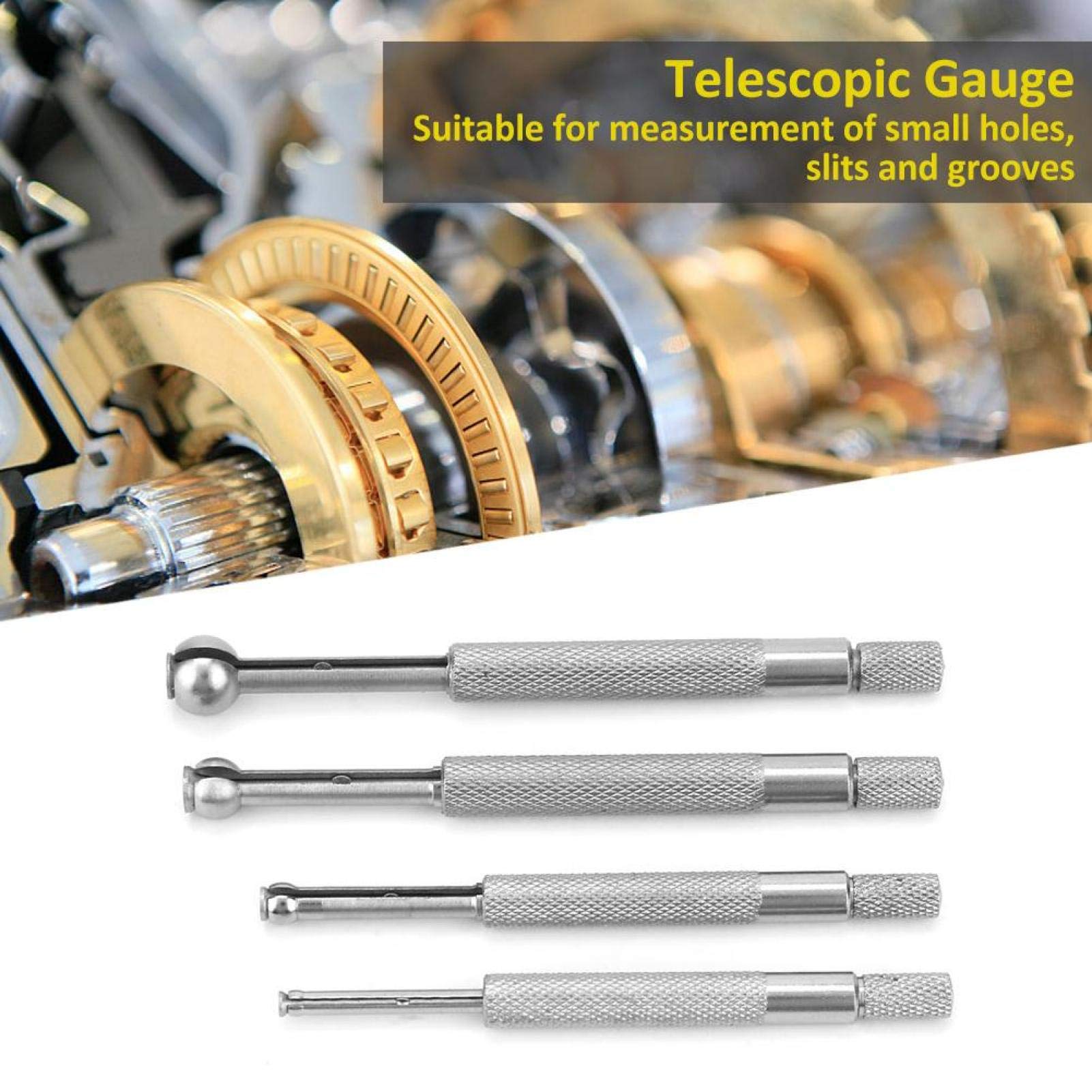4Pièces Jauge d'alésage de trou télescopique, Jeu de jauges à petit trou, Type de bille réglable Acier au manganèse 3-13mm pour la mesure de petits trous, fentes et rainures