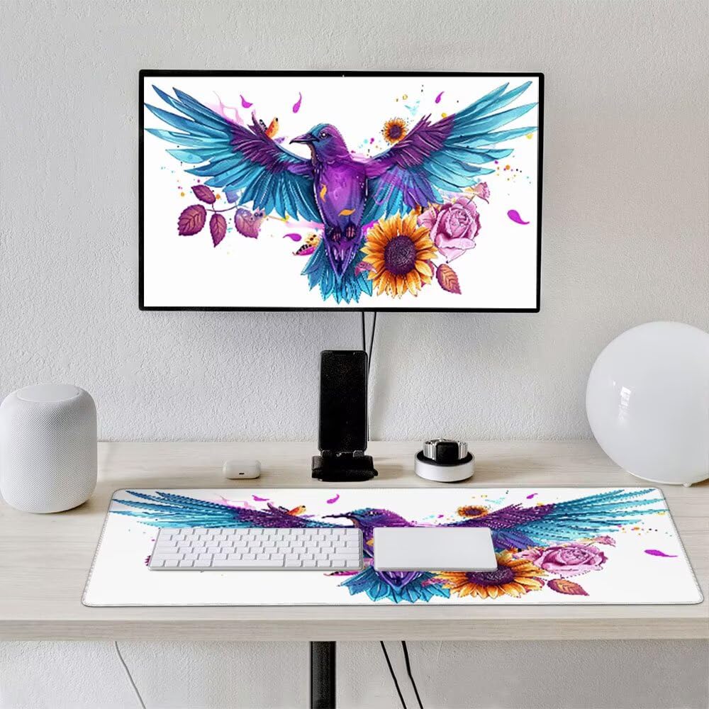 Alfombrilla Ratón XXL Alfombrilla Escritorio 2000x1000mm Mouse Pad Mejora la Precisión y la Velocidad con Base de Goma Antideslizante y Bordes Cosidos Duradera, Juegos (Girasol De Cuervo) xR8-810