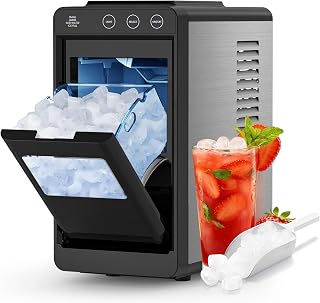 COWSAR Ice Maker Countertop, Portable Ice Machine with Basket and Scoop, 8 Cubes in 6 Mins, 26 lbs/24H, Auto-Cleaning Commercial Ice Maker for Kitchen, RV, Camping, Black