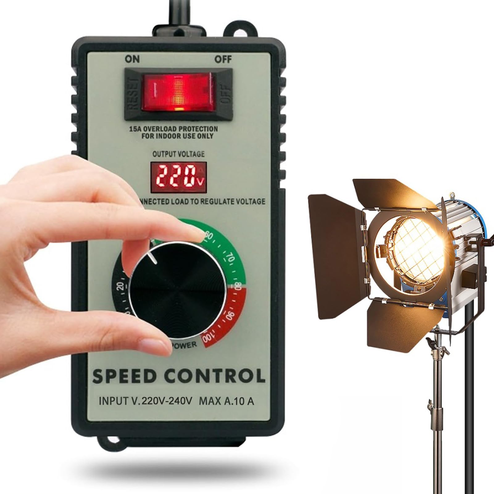 Variateur de Lumiere LED,Prise Variateur,230V Variateur RéGulateur De Tension éLectronique Pour Moteurs éLectriques avec Protection Contre La Surcharge 220V-240V AC