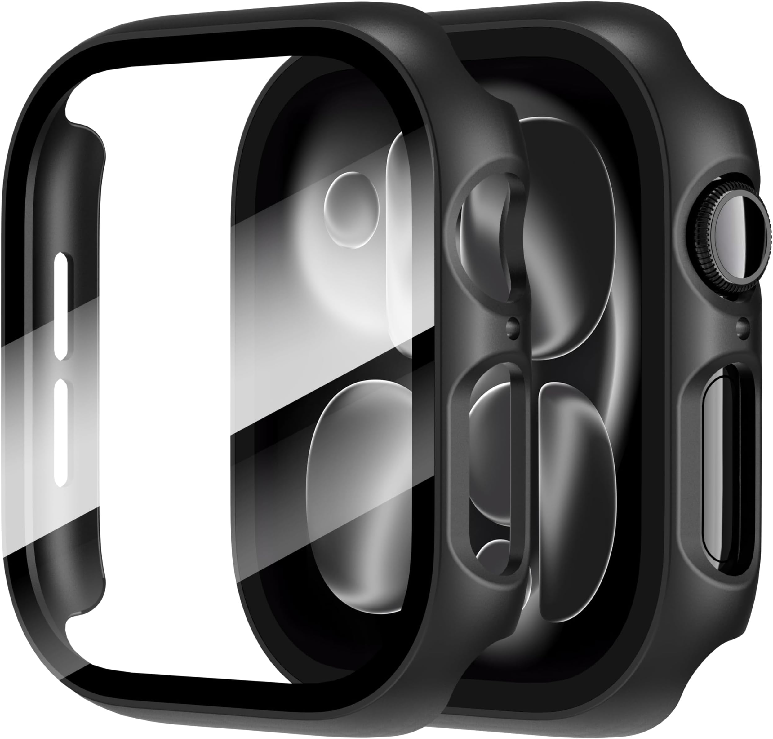 Diruite Pack of 2 Case for Apple Watch Series 10 46mm - Tempered Glass Hard PC Ultra Thin Protective Case with All-Round Screen Protector for iWatch 46mm