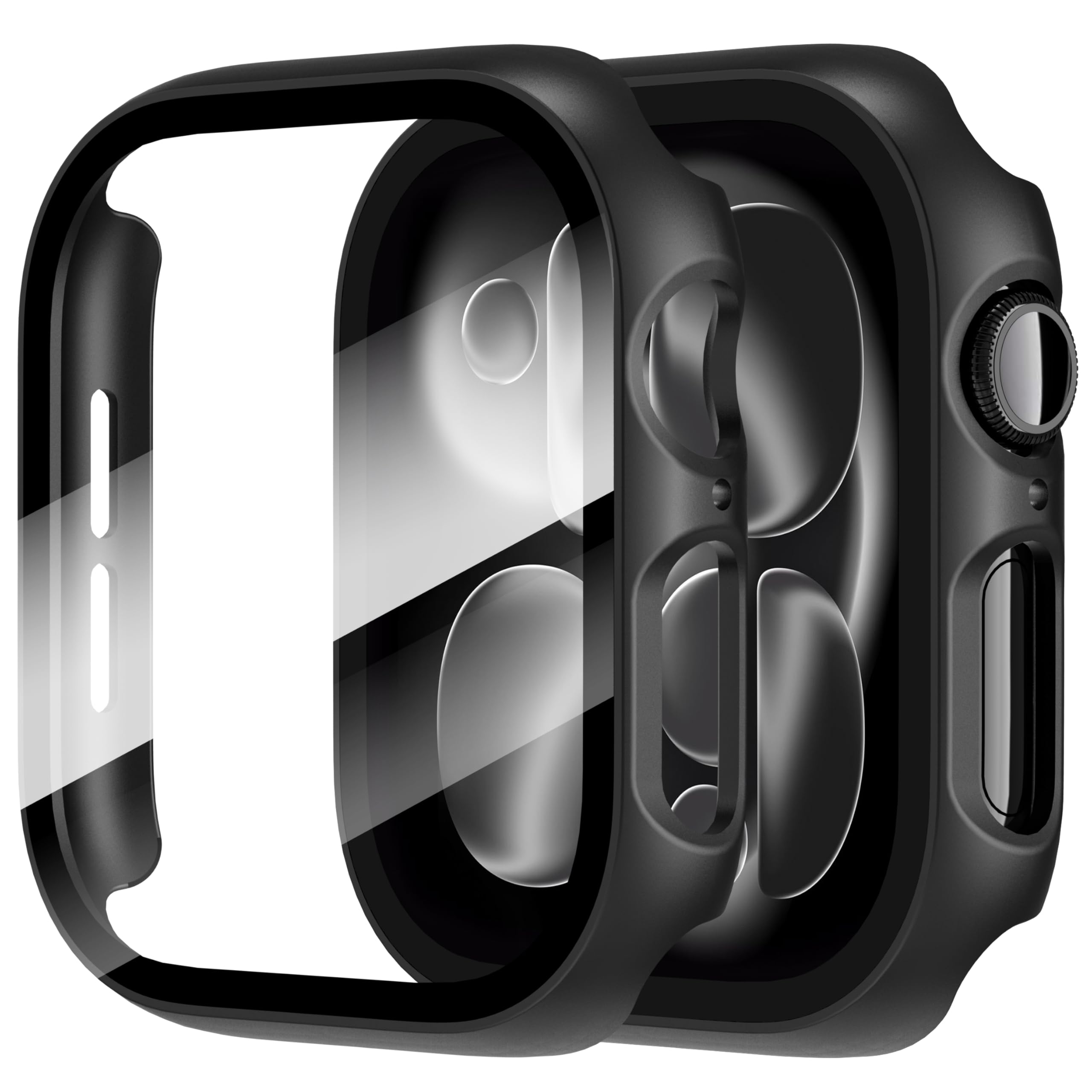 Diruite Pack of 2 Case for Apple Watch Series 10 46mm - Tempered Glass Hard PC Ultra Thin Protective Case with All-Round Screen Protector for iWatch 46mm