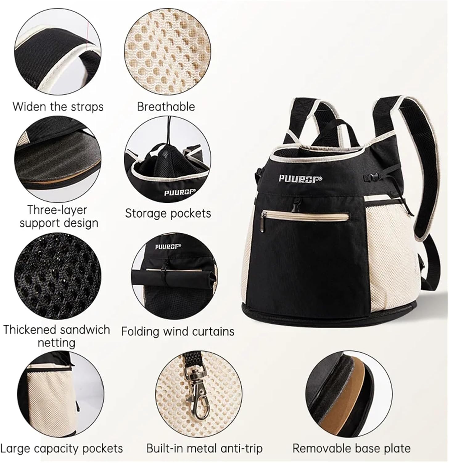 Compatible for Backpack Dog Backpack Accessories Small cat go Out Bag Break Free Walk Dirty pet Car(Black,Small)