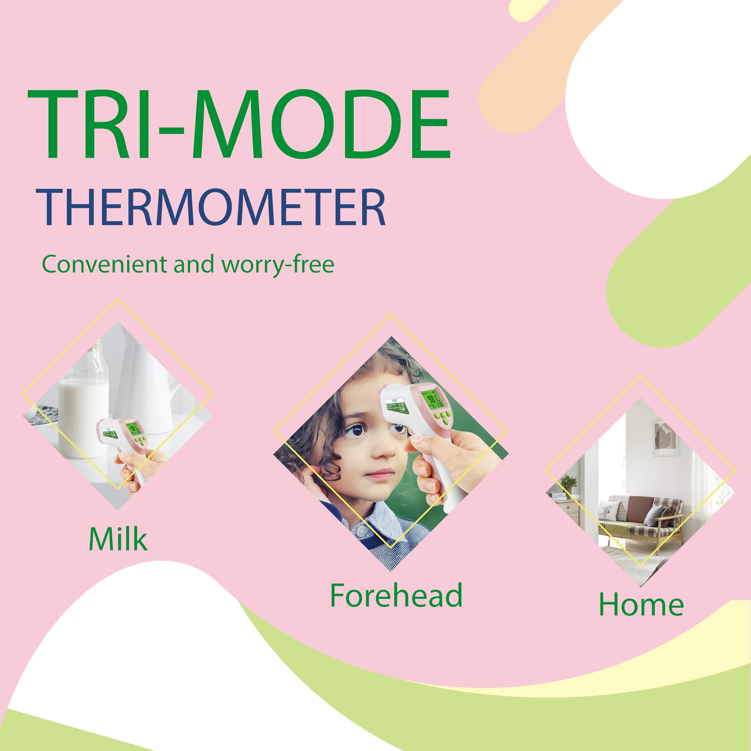 Elate Termómetro de frente | Termómetro de bebé para adultos, niños, bebés | Infrarrojo digital sin contacto con alarma de fiebre | Accesorios de grado médico para el hogar para enfermeras |