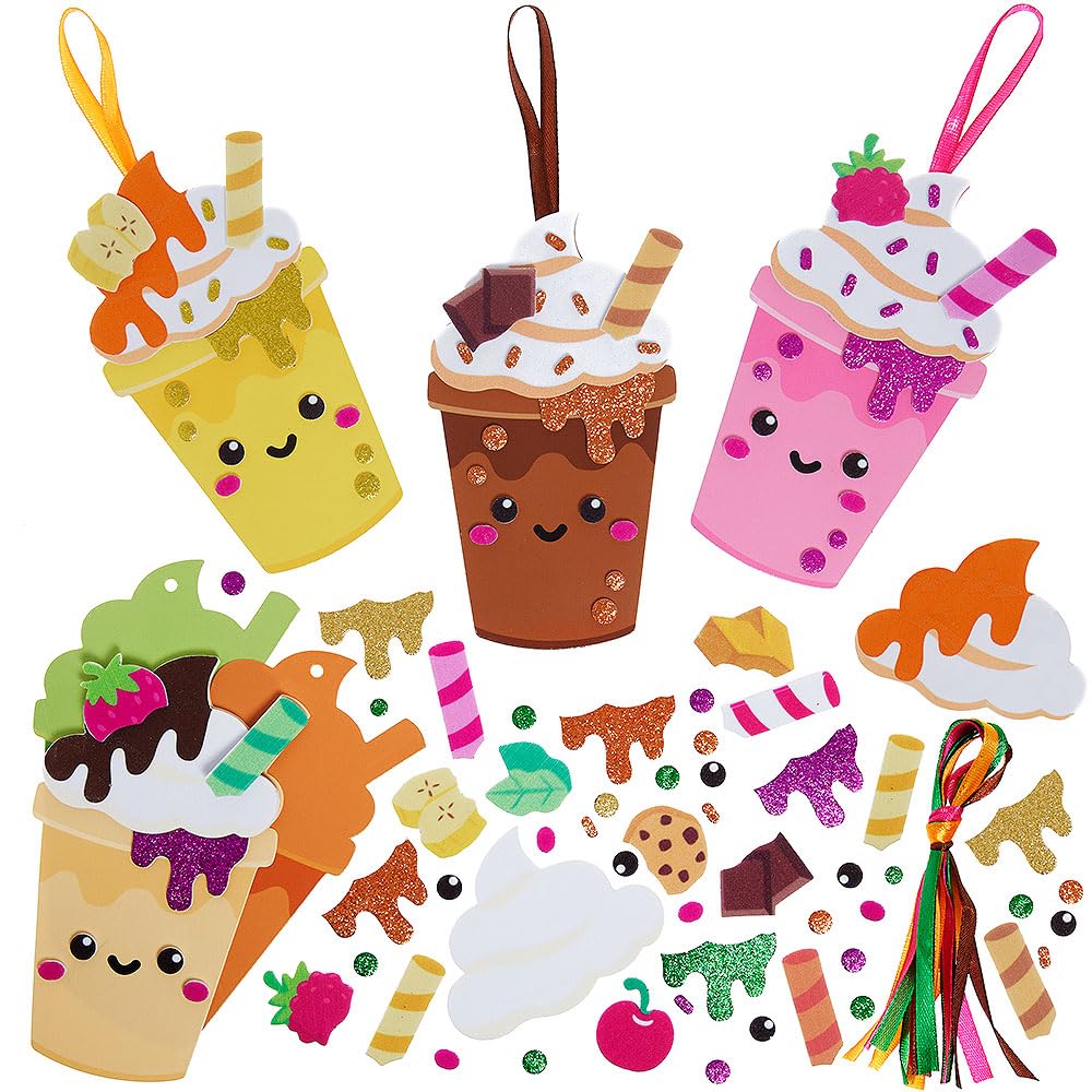WA140 Milkshake Mix & Match Decoration Kits - Pack of 8, Fun Foam Craft Kits for Kids and Classroom