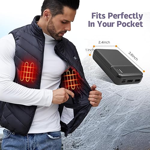 Miniatura 7 de UMEIDEA Paquete de batería de 5 V2a 10000 mAh para chaleco calefactado, chaqueta calentada, banco de energía USB para chalecos de calefacción