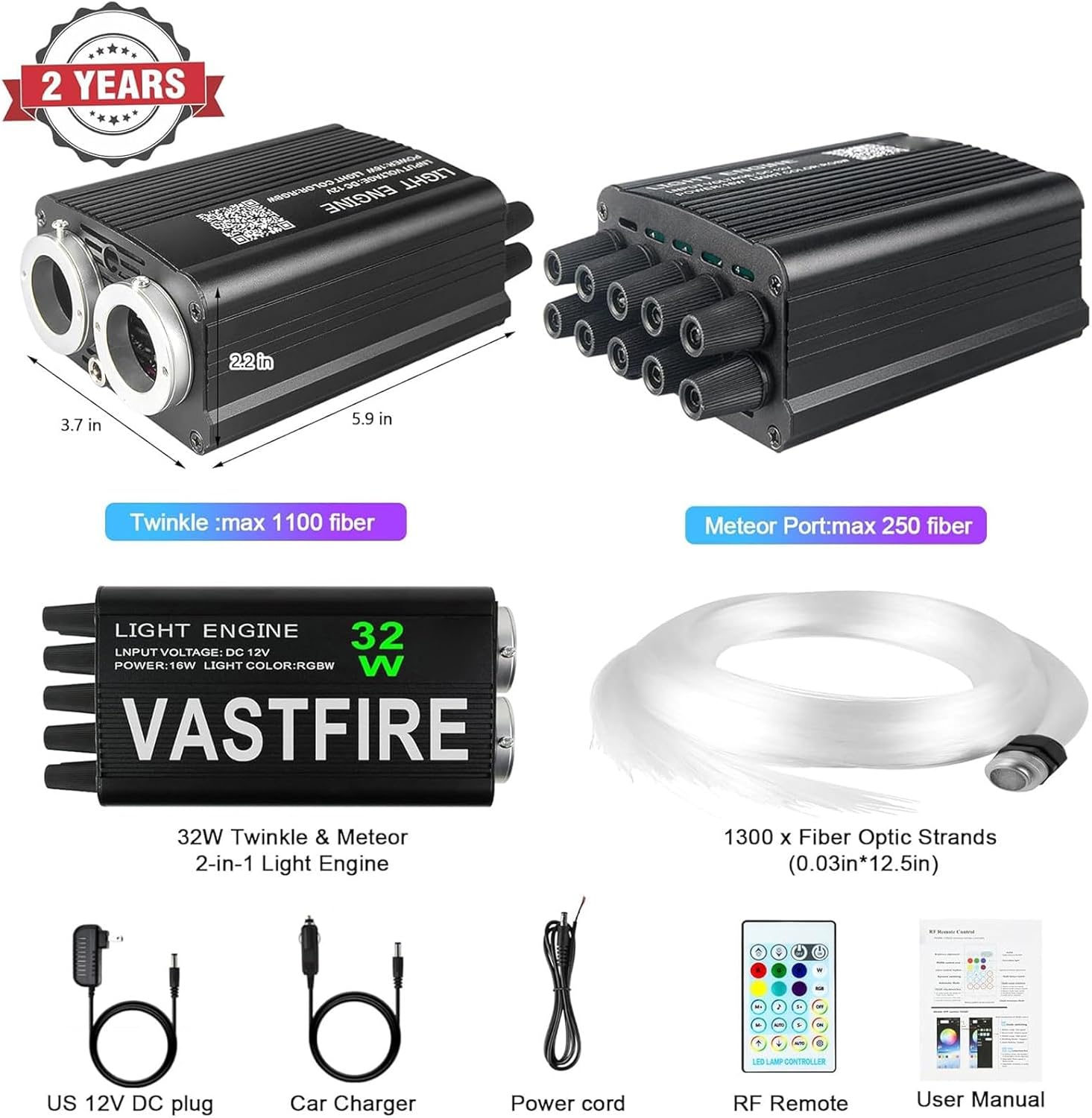 Starlight Headliner Kit 1300 0.03in*4m 12.5FT with Shooting Stars– 32W Dual-Engine Twinkle & Metor APP + Music Sync – Compatible with Luxury、 Truck Ford F-150、Chevy Suburban、 RVs