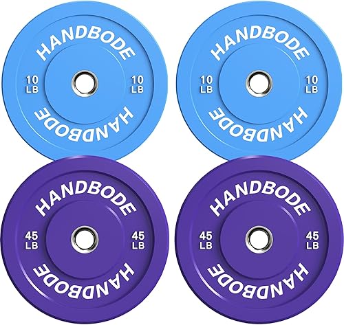 Miniatura 38 de Juego de discos de peso de 2 pulgadas de alto rebote, juego de discos olímpicos de 45/100/160/190/260/300 libras, juego de discos de peso de colores