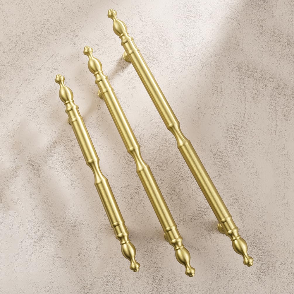 Maniglie per armadi in ottone Oro, Confezione da 2 maniglie for armadietti a forma di T in ottone massiccio con foro centrale dorato 96-224 mm(Hole Centers: 160mm/6.3in)
