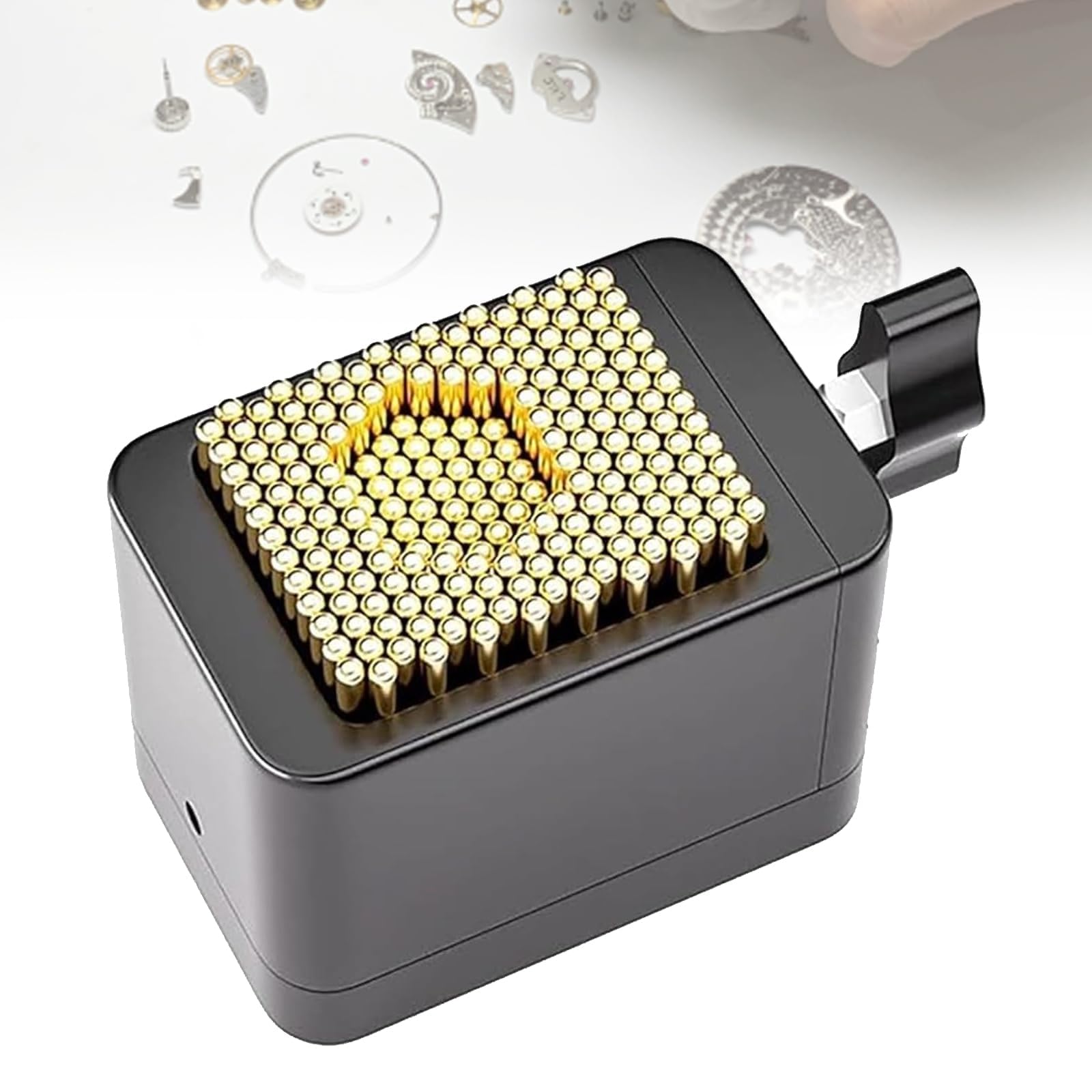 VILA SMO Wristwatch Movement Holder, Watch Repair Holding Tool with 195 Adjustable Fixed Pegs, One-Click Rotation Knob Locking Structure, for Watches Disassembly Tuning