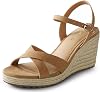 Ankis Wedge Sandals for Women, Espadrille Womens Wedge Sandals Comfortable Open Toe Cross Band Ankle Strap High Heel Wedges for Women Dressy Summer -3.4Inch