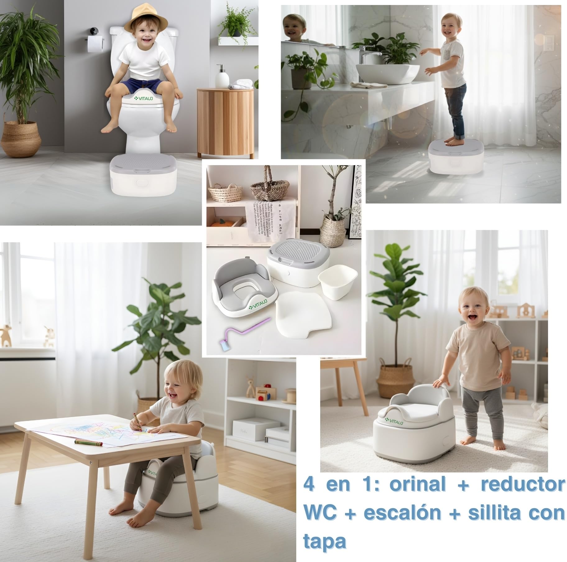 Orinal Bebé 3 en 1 Plegable | Reductor WC, Taburete y Orinal con Sticker de entrenamiento | Antideslizante, Portátil, Suave y Ergonómico | ideal de 1–6 Años