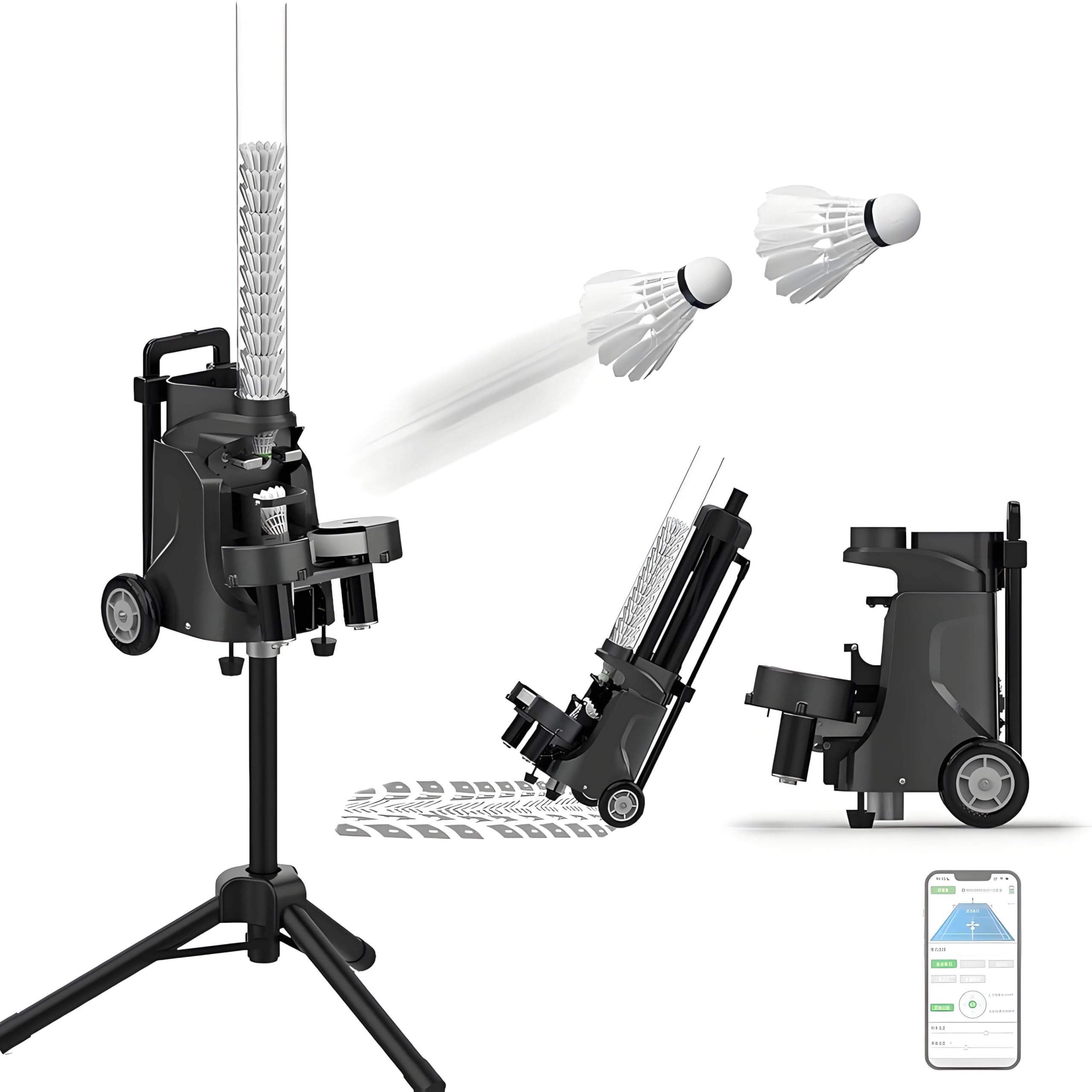 Robot de entrenamiento de bádminton con control remoto, lanzador automático, velocidad y dirección ajustables para práctica en solitario, principiantes a profesionales, ideal para el hogar, gimnasio