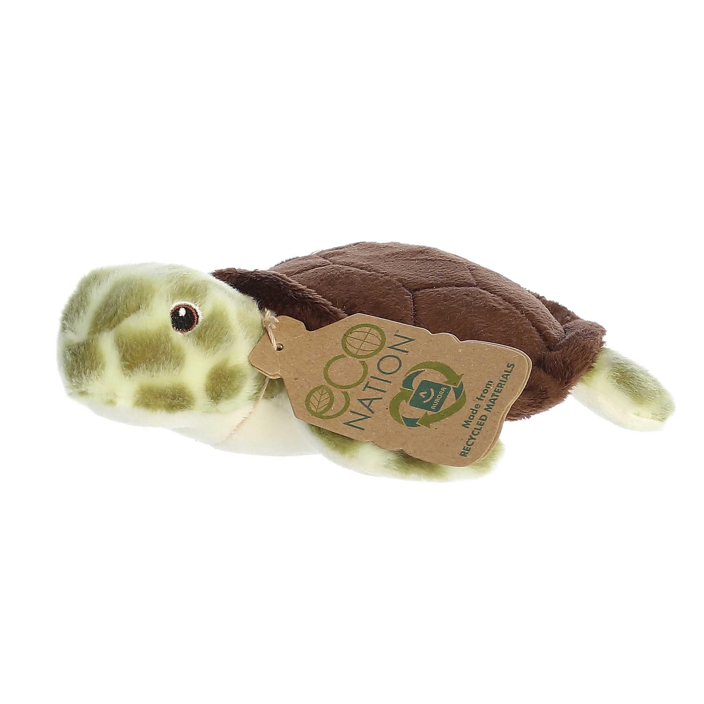 Aurora(r) Responsibly Made Eco Nation(tm) Eco Softies(tm) Sea Turtle Stuffed Animal - Ideal for Playtime Adventures - Perfect for Birthdays or Just Because - Green 8 Inches - Image 6