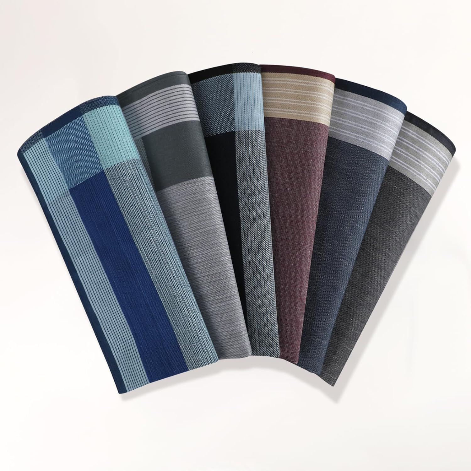 DoreenBeads Men’s Handkerchiefs, 6Pcs Soft Cotton Plaid Striped Hankies 17"