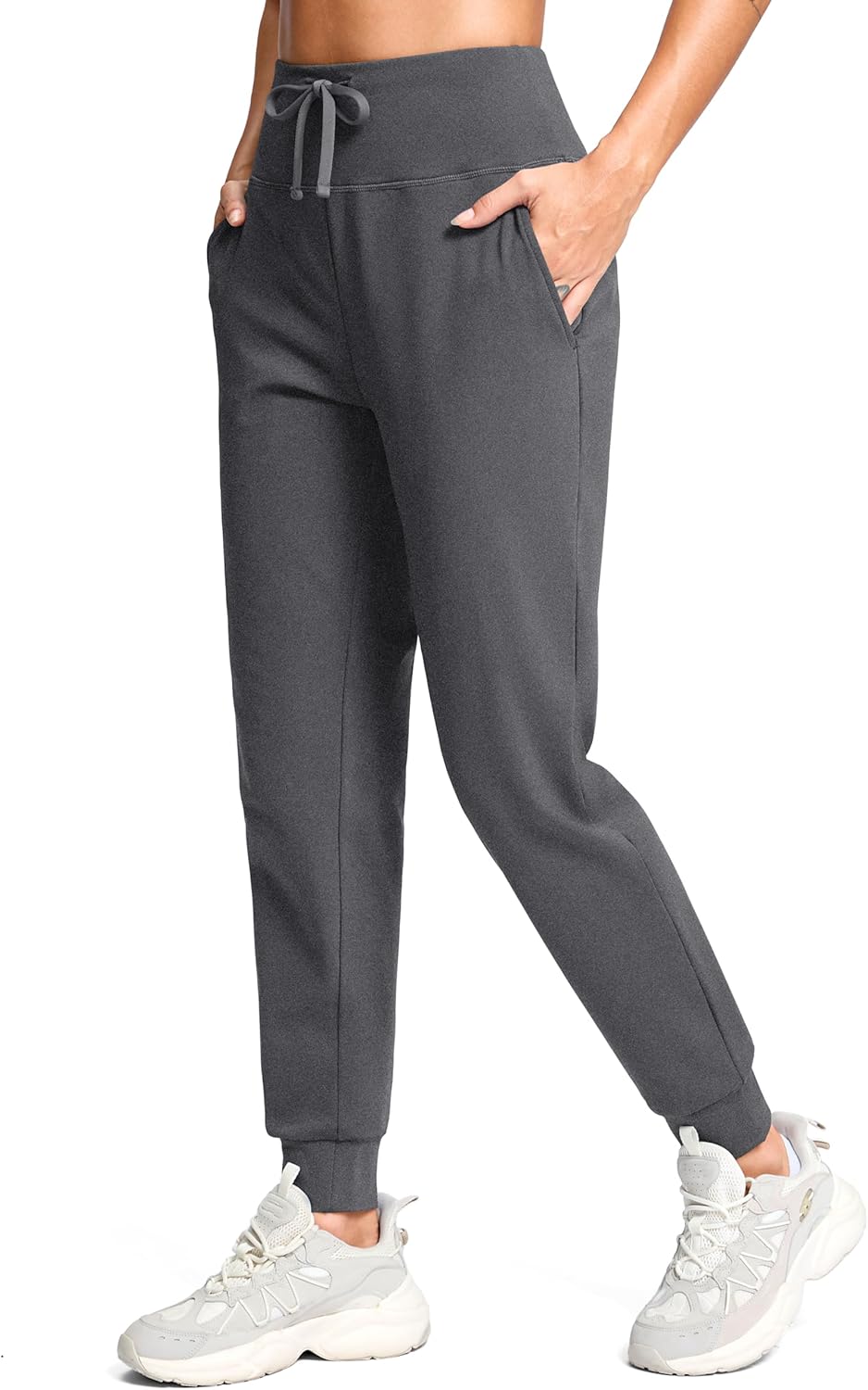 G Gradual Women's Fleece Lined Joggers with Zipper Pocket Water Resistant Running Hiking Pants Winter Warm Thermal Sweatpants