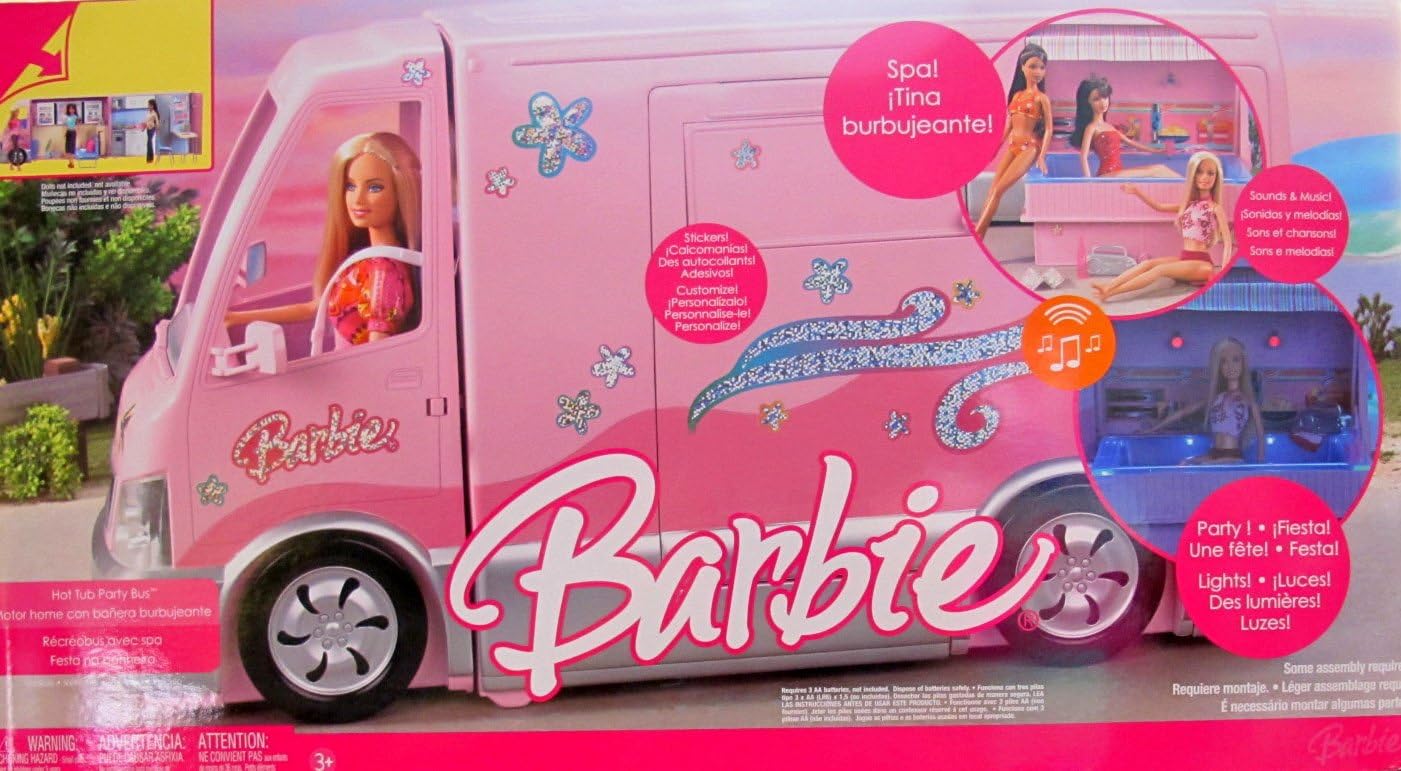 Barbie HOT TUB PARTY BUS Vehicle MOTORHOME VAN with LIGHTS & SOUNDS