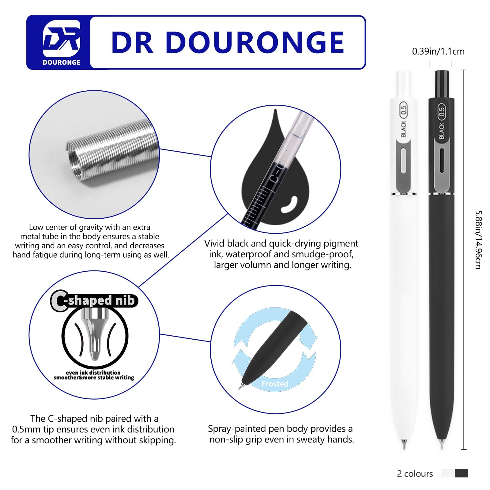 Bolígrafos de gel de 0.5 mm, 12 accesorios de escritorio de oficina, suministros escolares de enfermera, bolígrafos estéticos de punta fina, bonitos bolígrafos de tinta negra, papelería de escritura