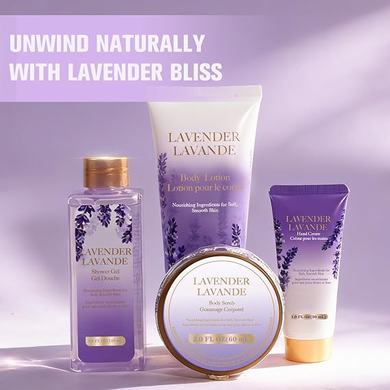 Gifts for Women, 6-Piece Lavender Travel Set Birthday Gifts for Her