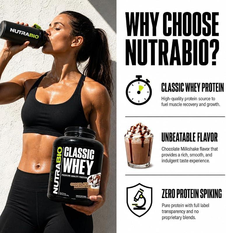 NutraBio Classic Whey Protein Powder- Full-Spectrum Amino Acid Profile - No Fillers, Artificial Colors, Preservatives - Low Glycemic Index - Chocolate Milkshake, 5 Pounds image 5
