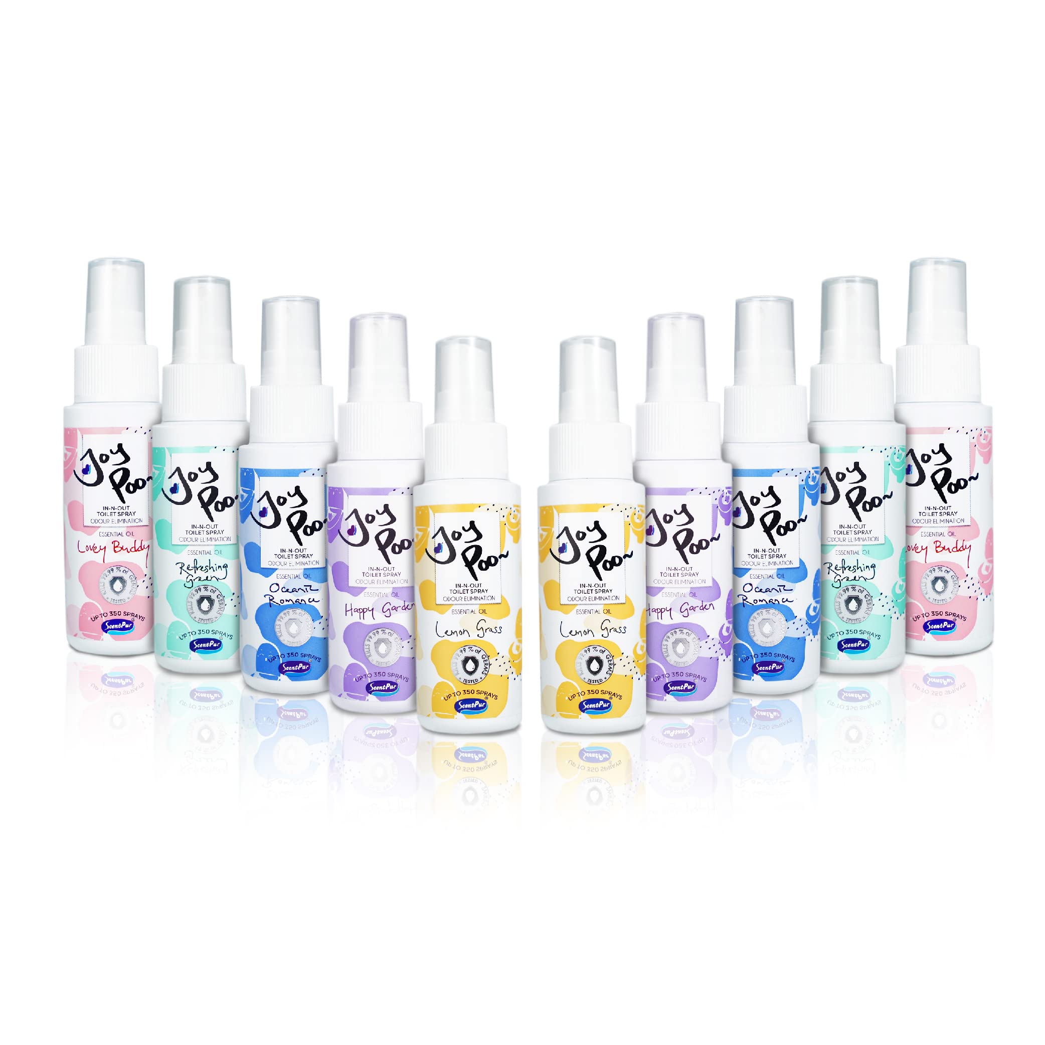 10x JoyPoo in-N-Out Toilet Spray 60mL- Natural Essential Oil 2oz, 350 Sprays/Bottle. for Home, Trave