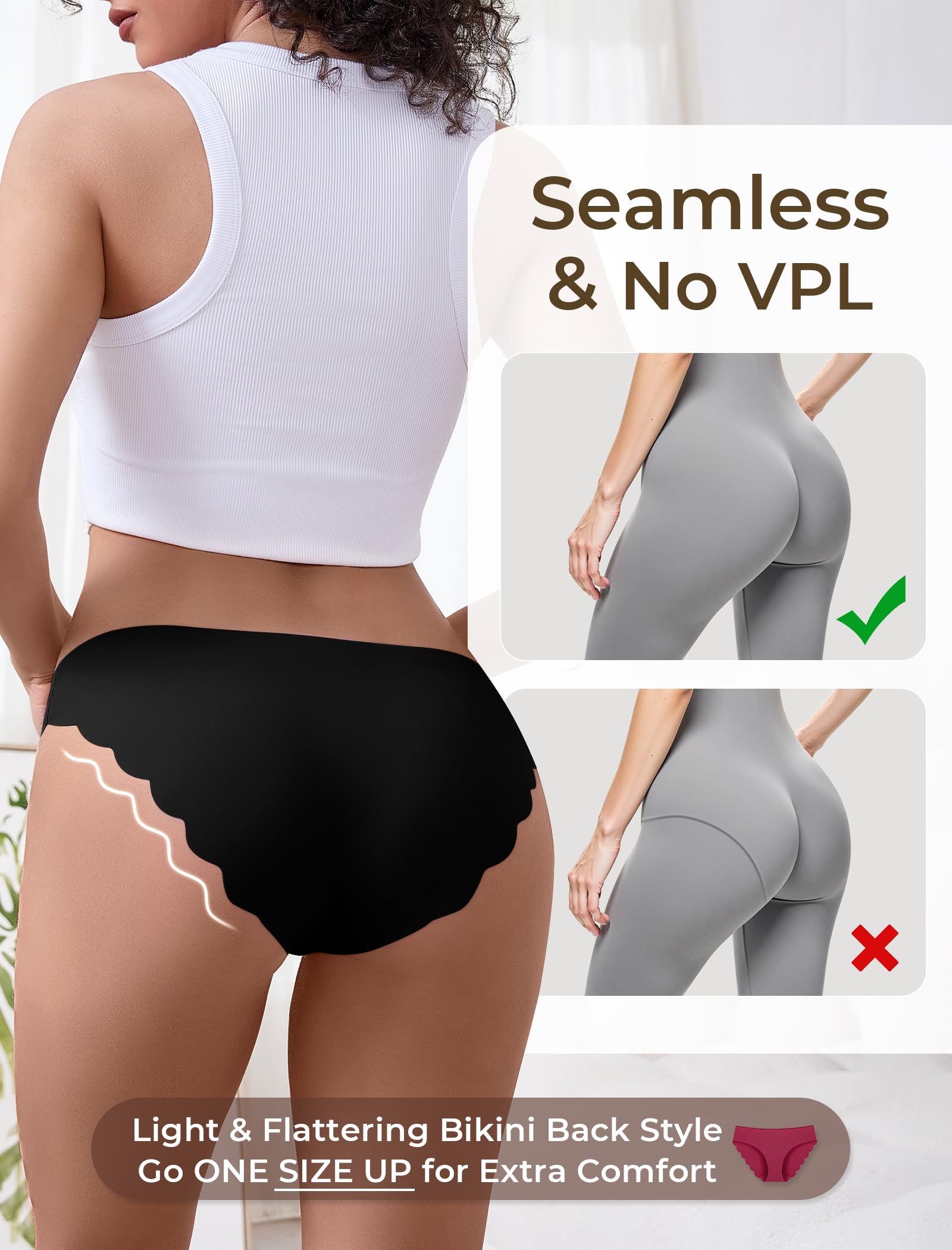Voenxe Majtki Damskie Bezszwowe,5 Wielopak Seamless Bikini Underwear XS-XXL | Bezszwowych Bielizna dla Kobiet z Niskim Stanem,Women Hipster Panties,Miękka OddychająCe VPL Falowane Brazyliany 5 Pack