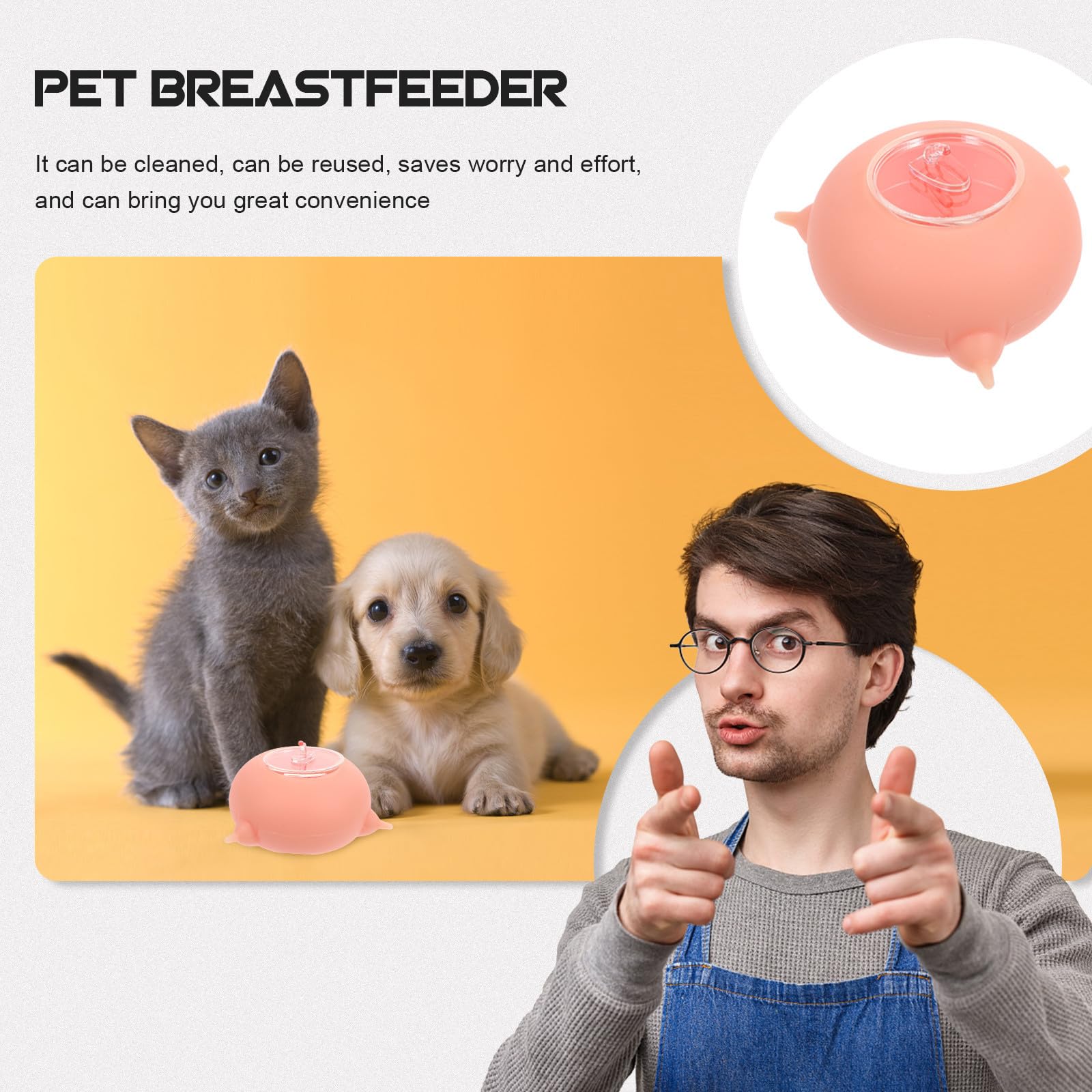 Biberon per Cuccioli in Silicone Rosa, Multi-tettarelle | Piccoli Animali, Uso Addestramento, Resistente al Calore, Non Si Deforma