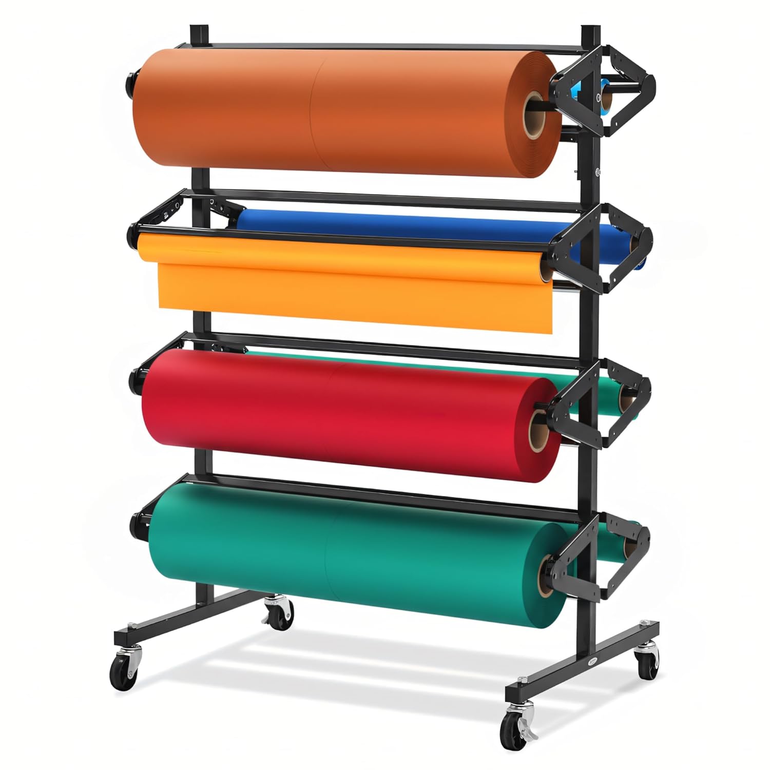 Adir 8-Roll Paper Holder & Cutter | Floor Standing Craft & Butcher Paper Dispenser with Ceramic Blade and Serrated Edge | Holds Up to 36 in Wide Rolls | for Classrooms, Art Studios & Shipping.