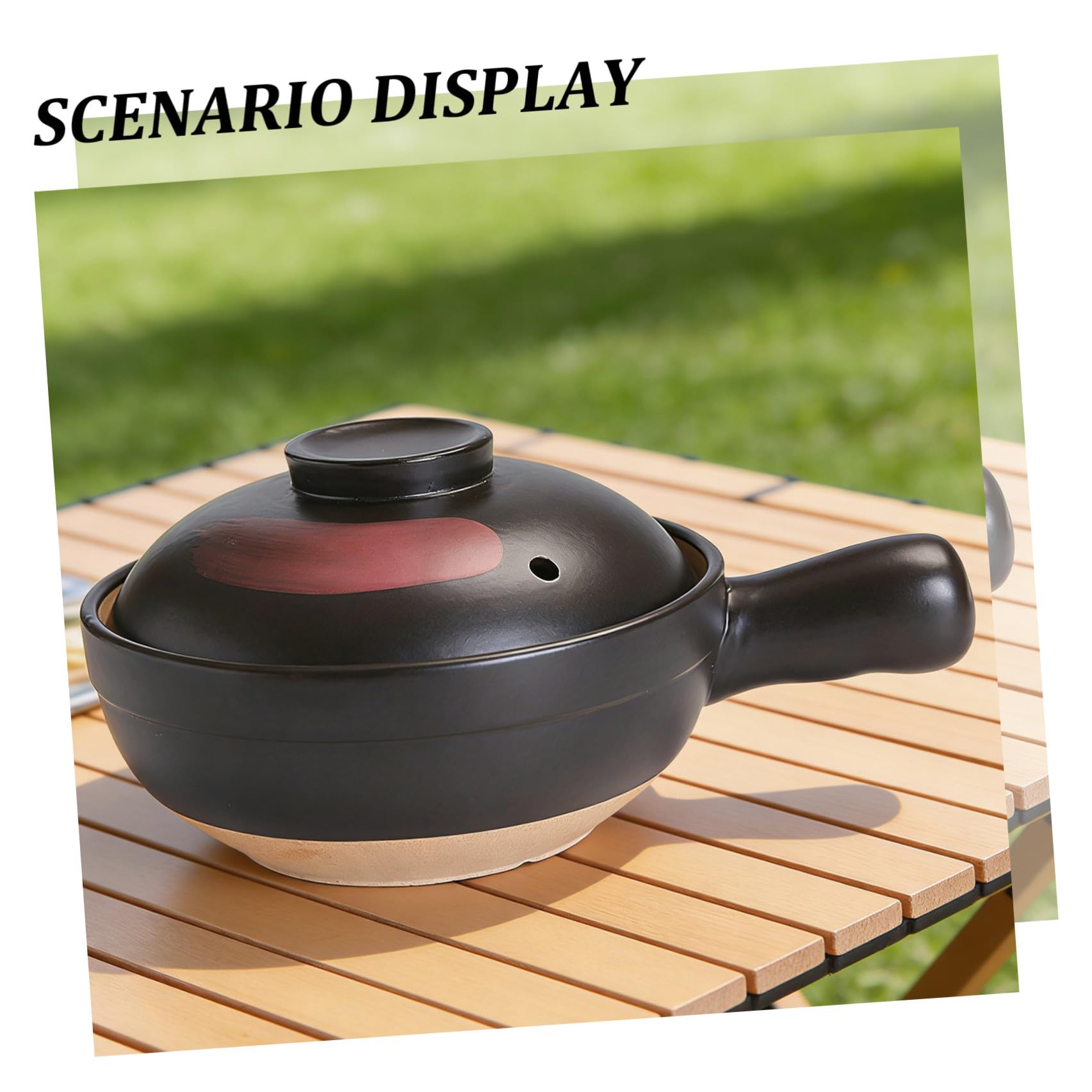 Olla de Barro para Guisado del Hogar Superficie Lisa y Fácil de Limpiar, Cazuela Tradicional de Arcilla Adecuado para Reuniones Familiares y Fiestas Jardín