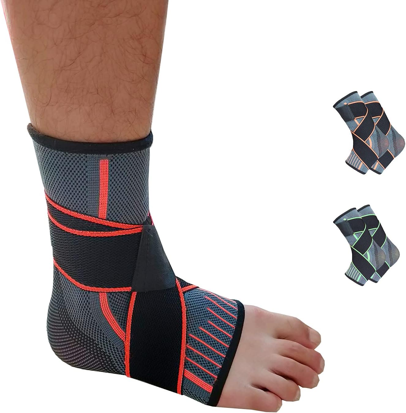 yuxiaoshi Adjustable Ankle Brace 2 Pack, Elastic Compression Ankle Support for Ligament Damage, Weak Ankles Achilles Tendon, Sprained Ankle - Orange