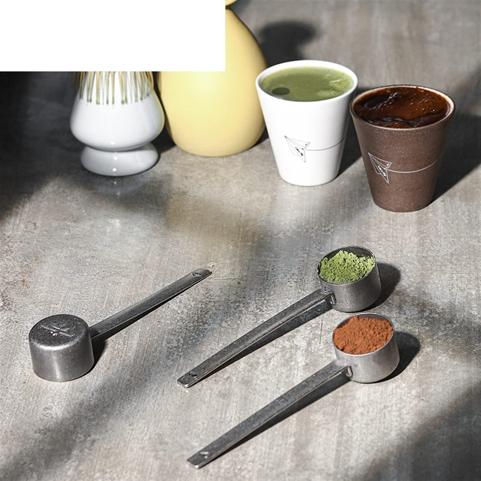JINGYAN Cuillères à café Stainless Steel Coffee Bean Measuring Spoon Espresso Powder Spoons Delicate Scoop Chic Cafe Bar Kitchen Accessories