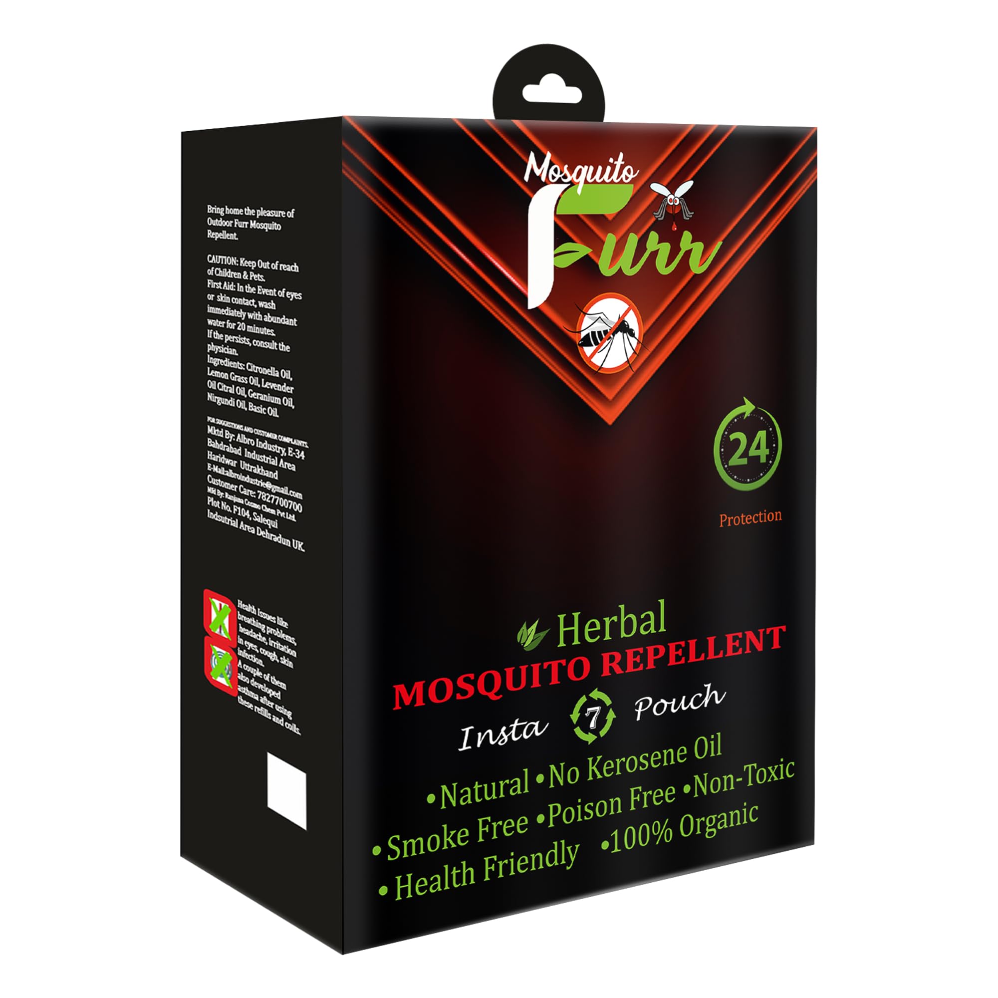 Mosquito Furr Mosquito Repellent Pouch | 100% Herbal & Organic | Safe for Children| Smoke-Free | Pack of 1 | 6 unit | 10 ml Each-image-41
