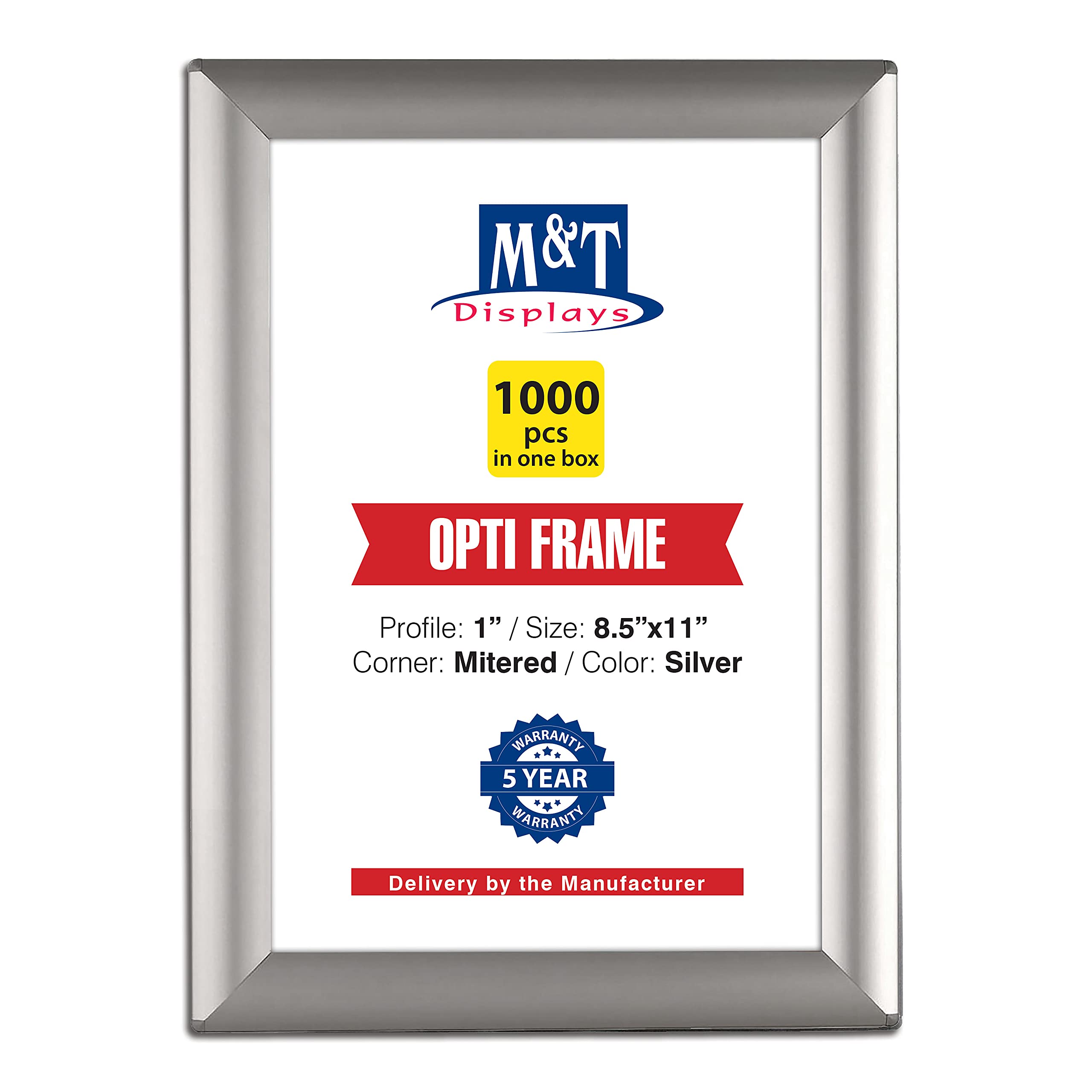 Amazon.com: M&T Displays Opti Snap Poster Frame 8.5x11 Inch Silver 1 ...