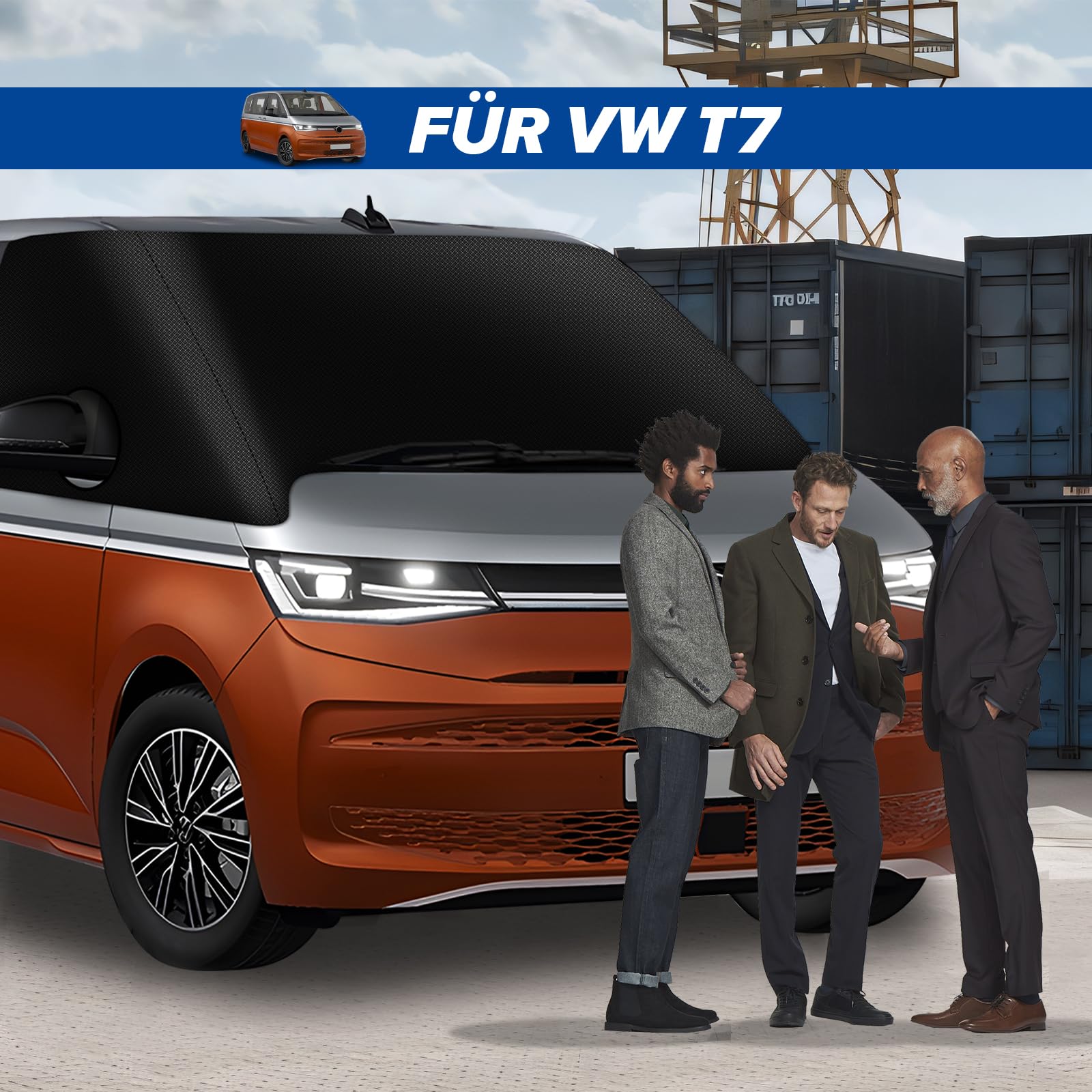 MaxAwe für VW T7 2021-2024 Auto Windschutzscheiben Abdeckung, 600D Wasserdicht Sonnenschutz Frontscheibe Thermomatten, Blackout Anti-UV/Frost/Ice/Staub Wrap Cover