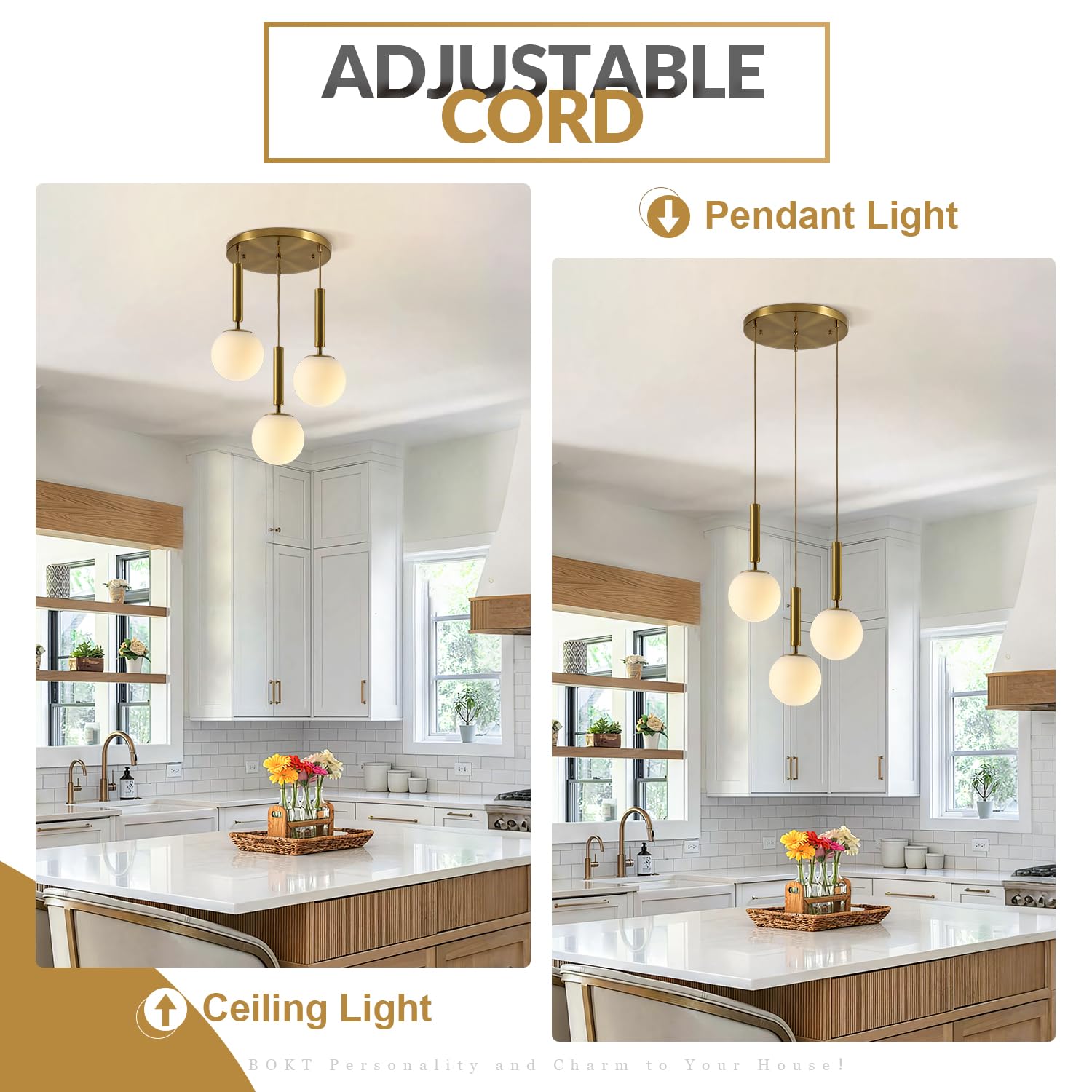 Snapklik.com : Modern 3 Light Cluster Pendant Lights Kitchen Island Mid ...