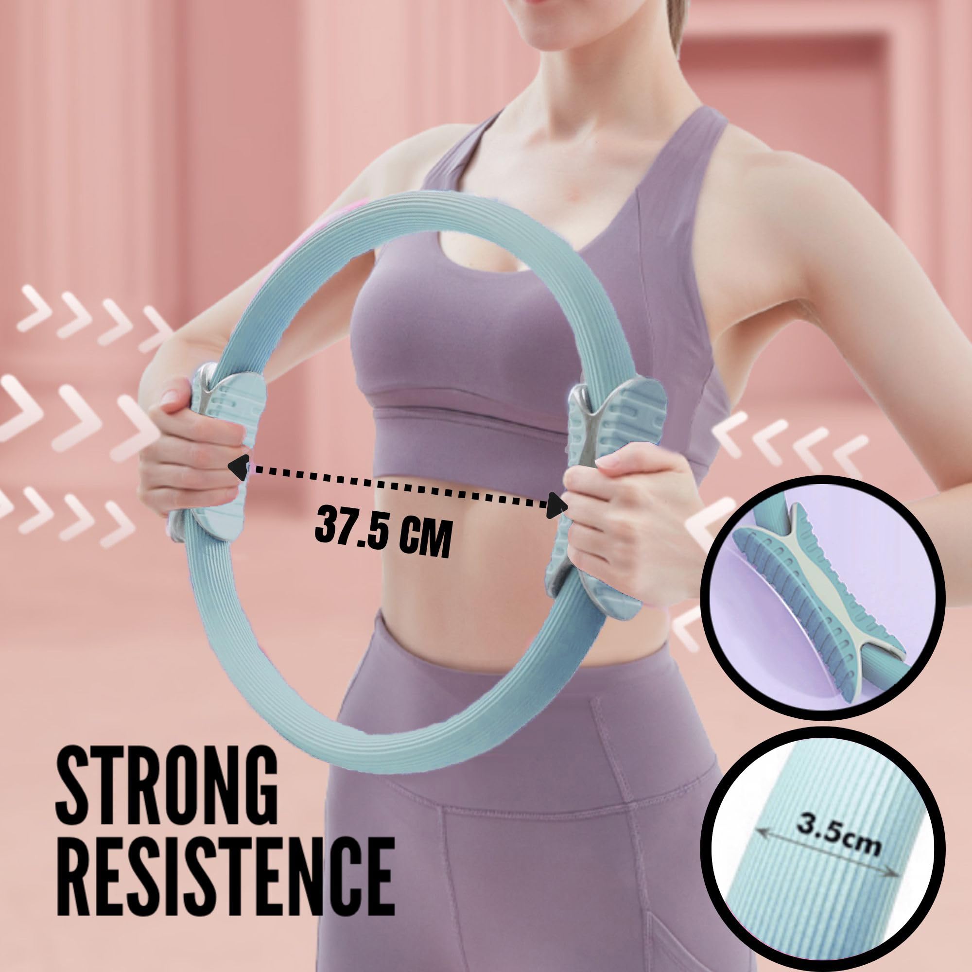 MAGIC SELECT Cerchia di Pilates - Anello per Pilates - Anello Yoga per Impugnatura Doppia per Pilates - Cerchio Fitness - per Resistenza, Palestra, rafforzamento da Donna. Diametro 37,5cm