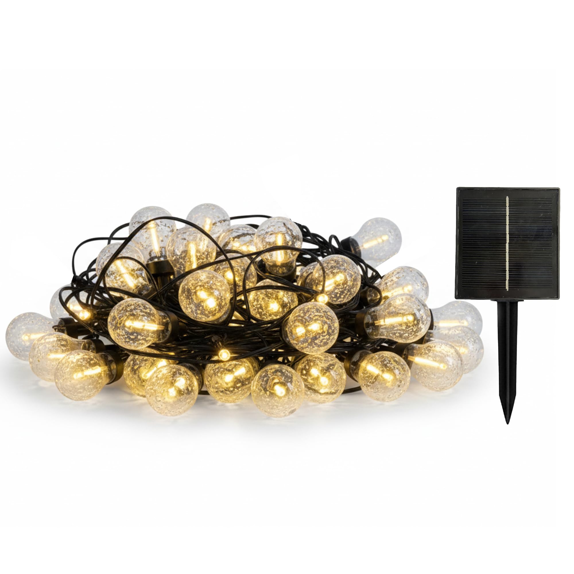 Guirlande lumineuse solaire 25 ampoules bulles BUBBLE STRING LIGHT LED blanc chaud dimmable 20m