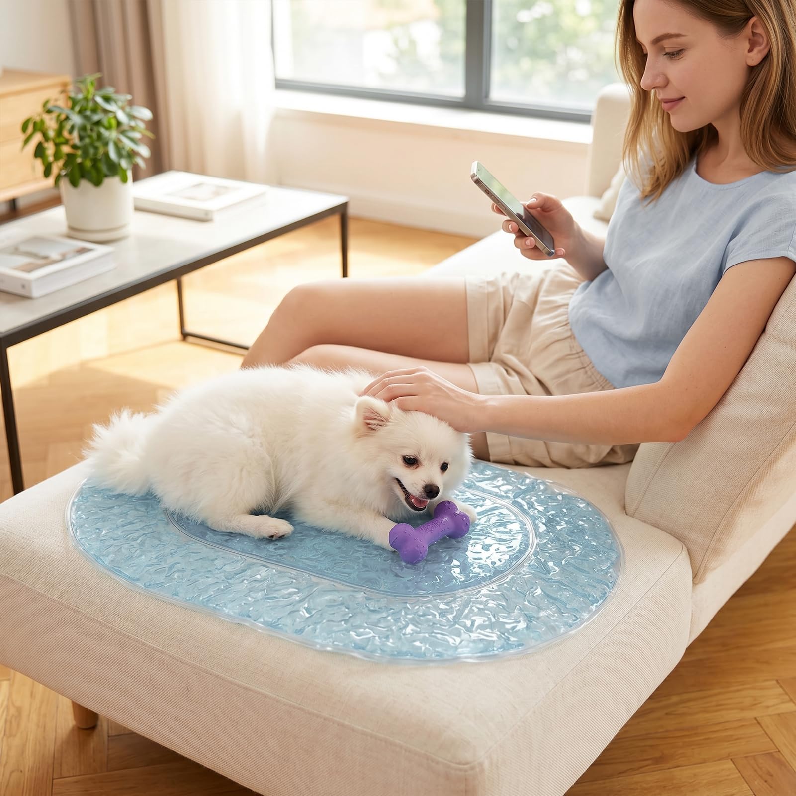 XIAPIA Manta Refrescante para Perros y Gatos, 80 X 60 cm Alfombra Refrescante Perro de Gel Autocalentado, Cama Perro Verano Impermeable y Fresco, Manta Fria Perros para Interior y Exterior