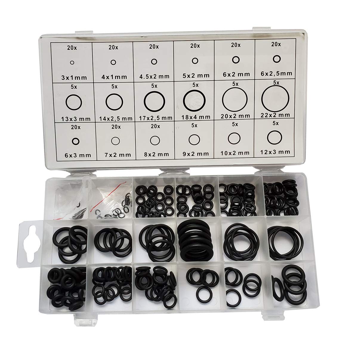 200 Pièces Joints Toriques Kit, Noir Nylon Rondelles Kit 15 Tailles O-Ring Joints Assortiment En