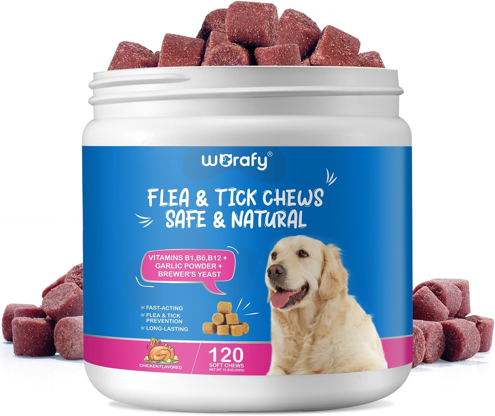 Flea and Tick Prevention for Dogs Chewable, 120 Chews Dog
