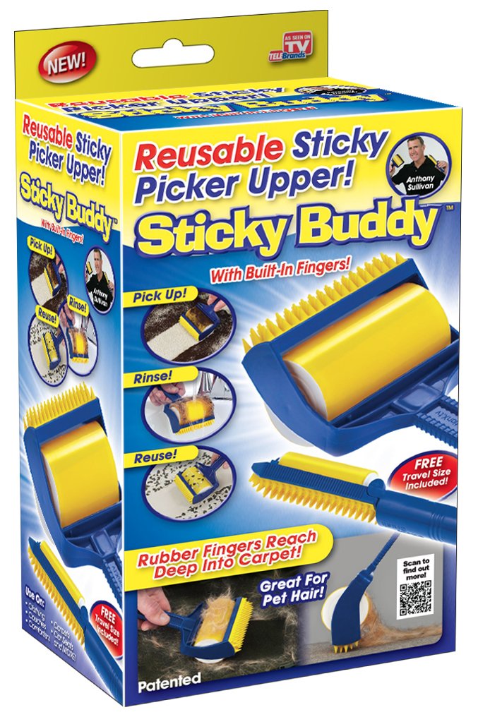 Sticky Buddy Reusable Sticky Picker Cleaner Lint Roller Pet Hair Remover Brush