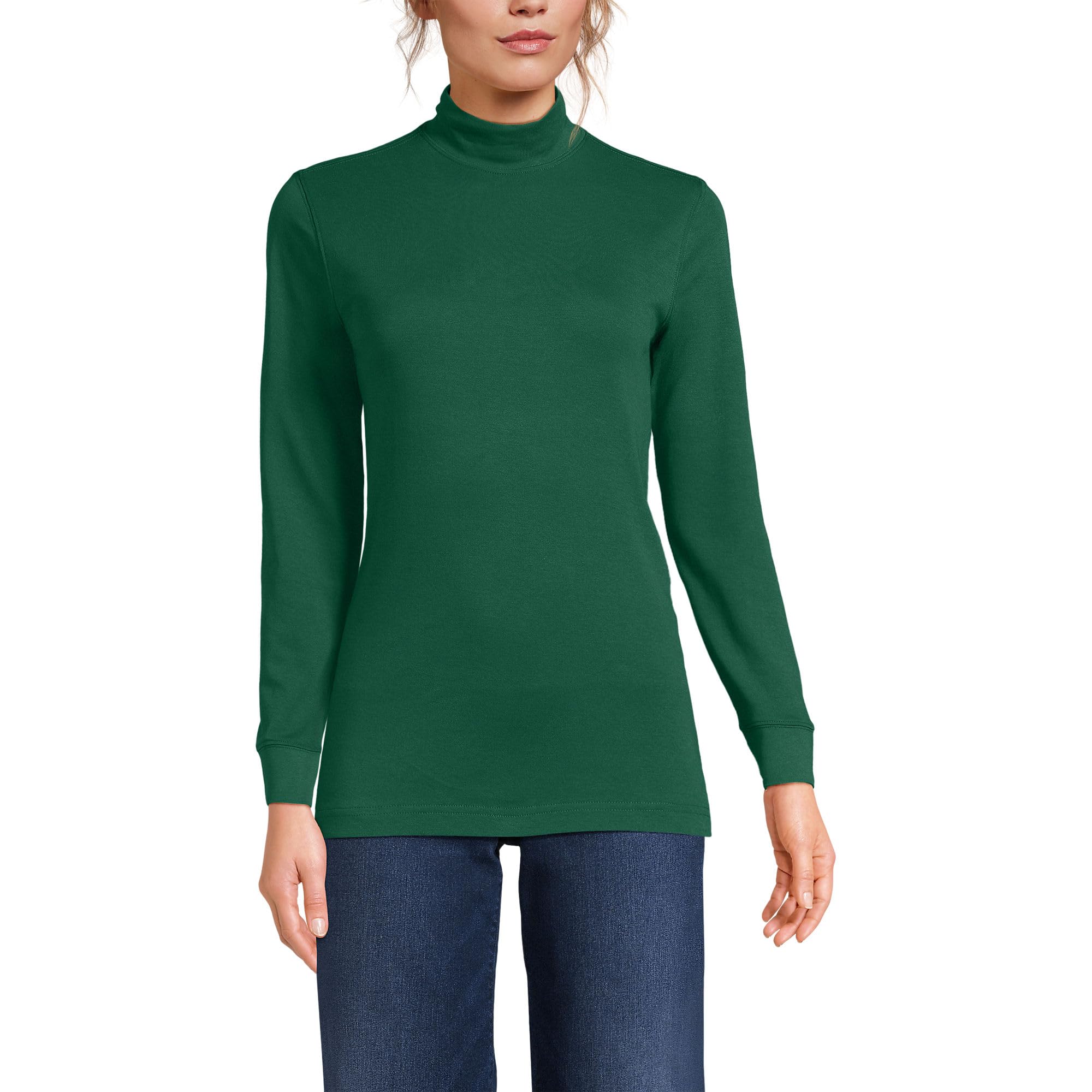 Lands' End Women's Cotton Mock Turtleneck