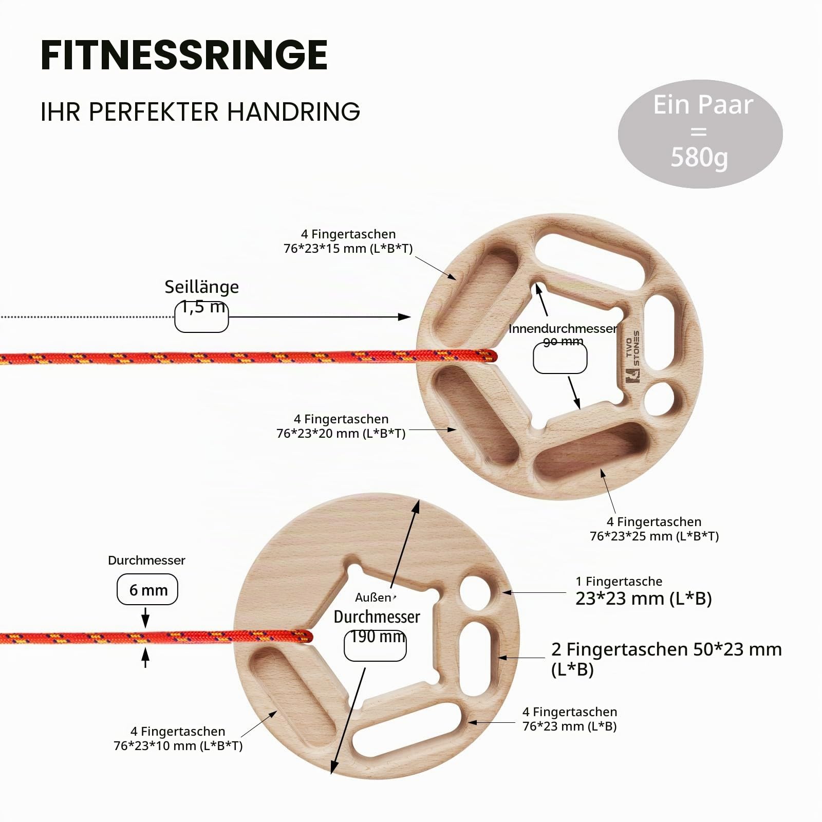 TWO STONES Tragbares Klettergriffbrett, Klimmzugstange als Kletter-Trainingsbrett mit Taschen, rutschfestes und leichtes Klettergriffbrett