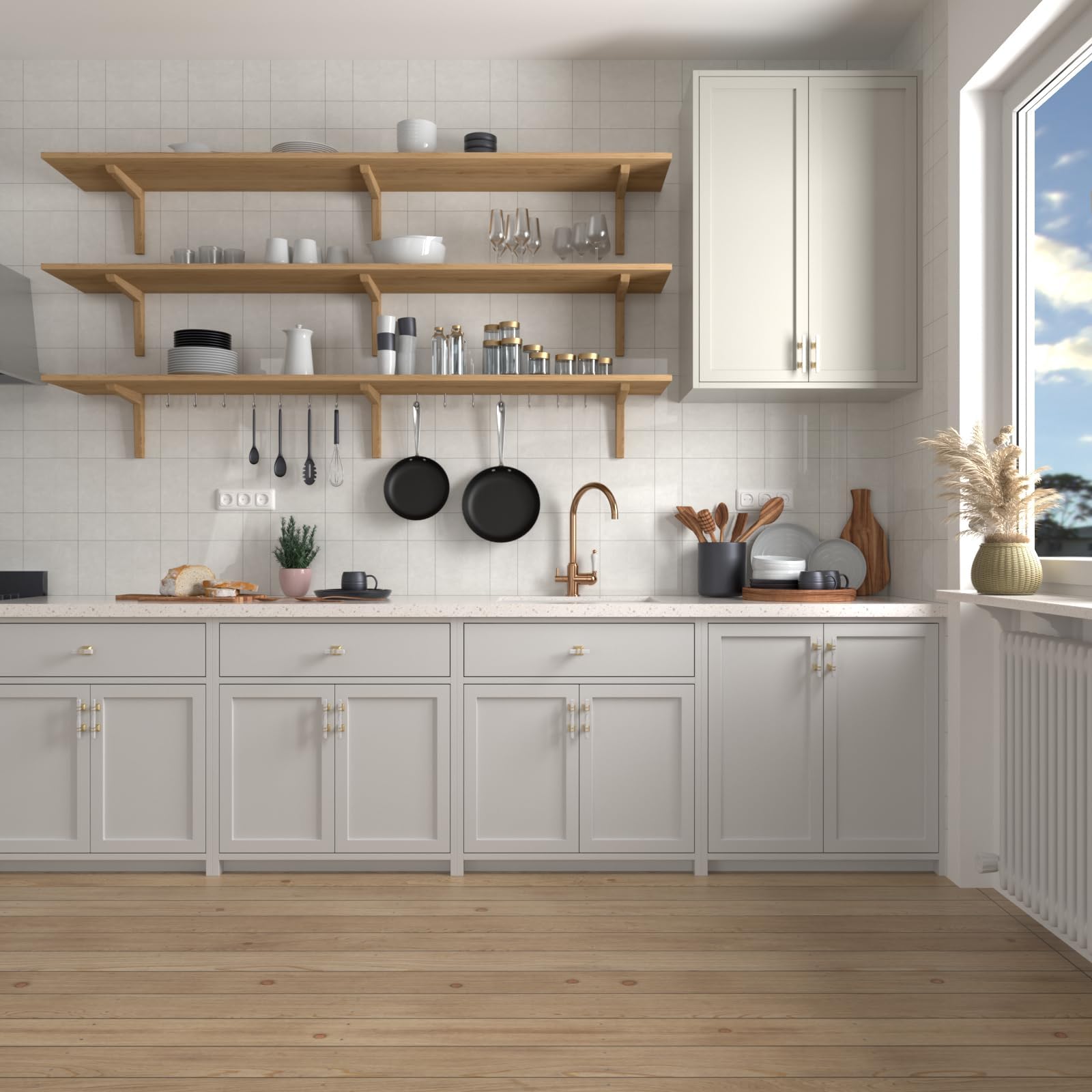 Paquete de 10 pomos de mármol blanco para gabinete, pomos dorados de grano de mármol y pomos dorados, pomos de gabinete de cocina, pomos cuadrados sólidos para cajones de aparador, accesorios