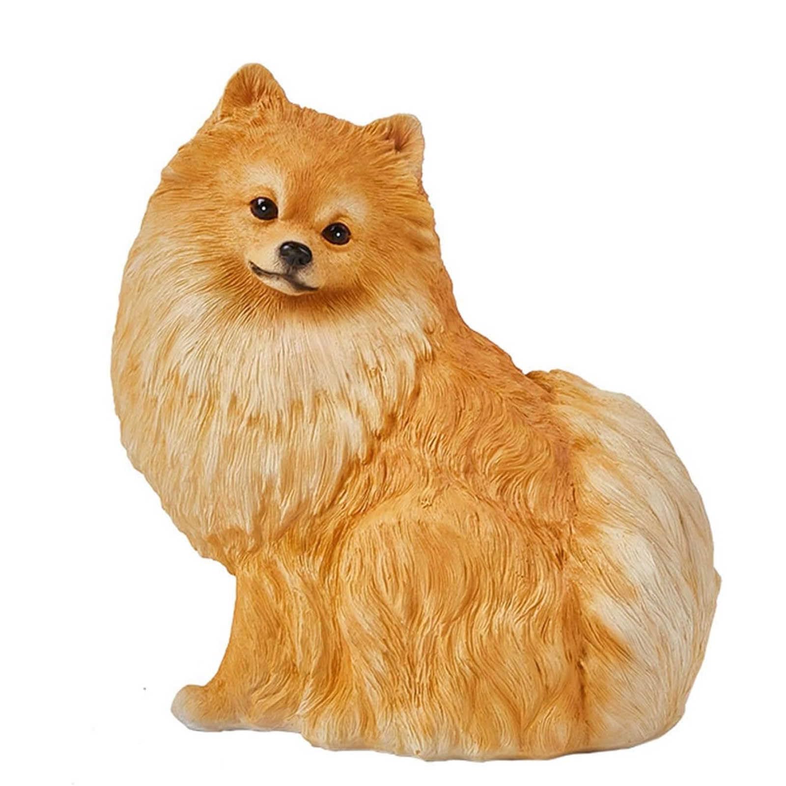 Pomeranian Statue - Handmade Resin Craft Simulation Puppy Sculpture for Outdoor Garden Decor, Patio Yard Art and Statuary