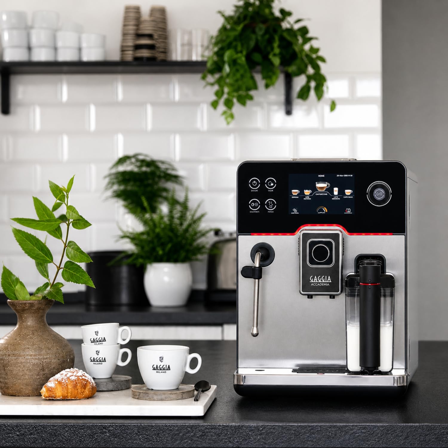 Gaggia Accademia One Touch - Máquina de café totalmente automática de grano a taza, cafetera de capuchino y espresso con 19 recetas de un solo toque (acero inoxidable)