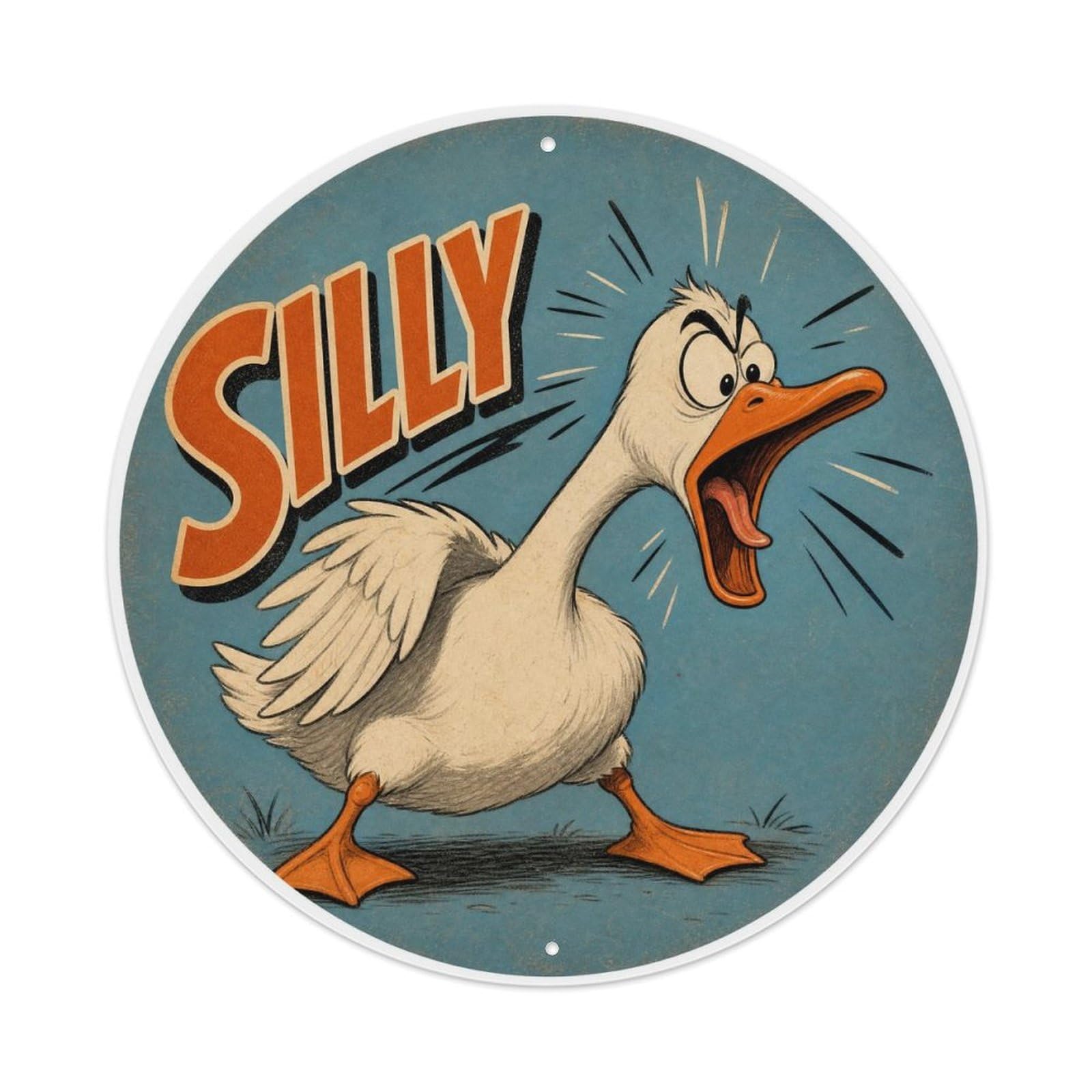 Vintage Goose Farm Bird Silly Humor Outdoor Feather Metal Tin Sign