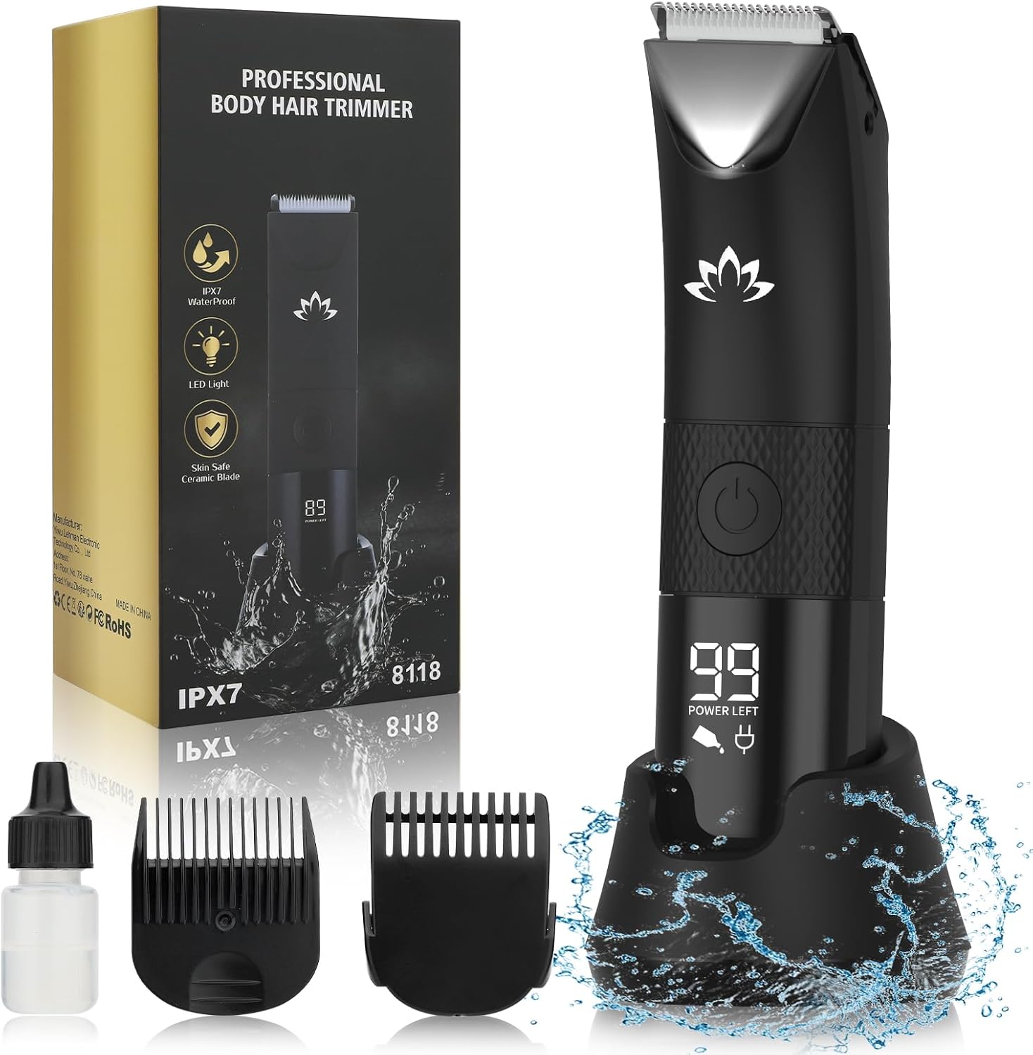 Manscape Trimmer for Men – Electric Body Hair Trimmer with Light, IPX7 Waterproof Electric Razor for Balls/Pubic/Groin/Legs/Chest Hair Removal, Lightweight with LED Display, Gifts for Him Dad Manscape Trimmer for Men – Electric Body Hair Trimmer with Light, IPX7 Waterproof Electric Razor for Balls/Pubic/Groin/Legs/Chest Hair Removal, Lightweight with LED Display, Gifts for Him Dad