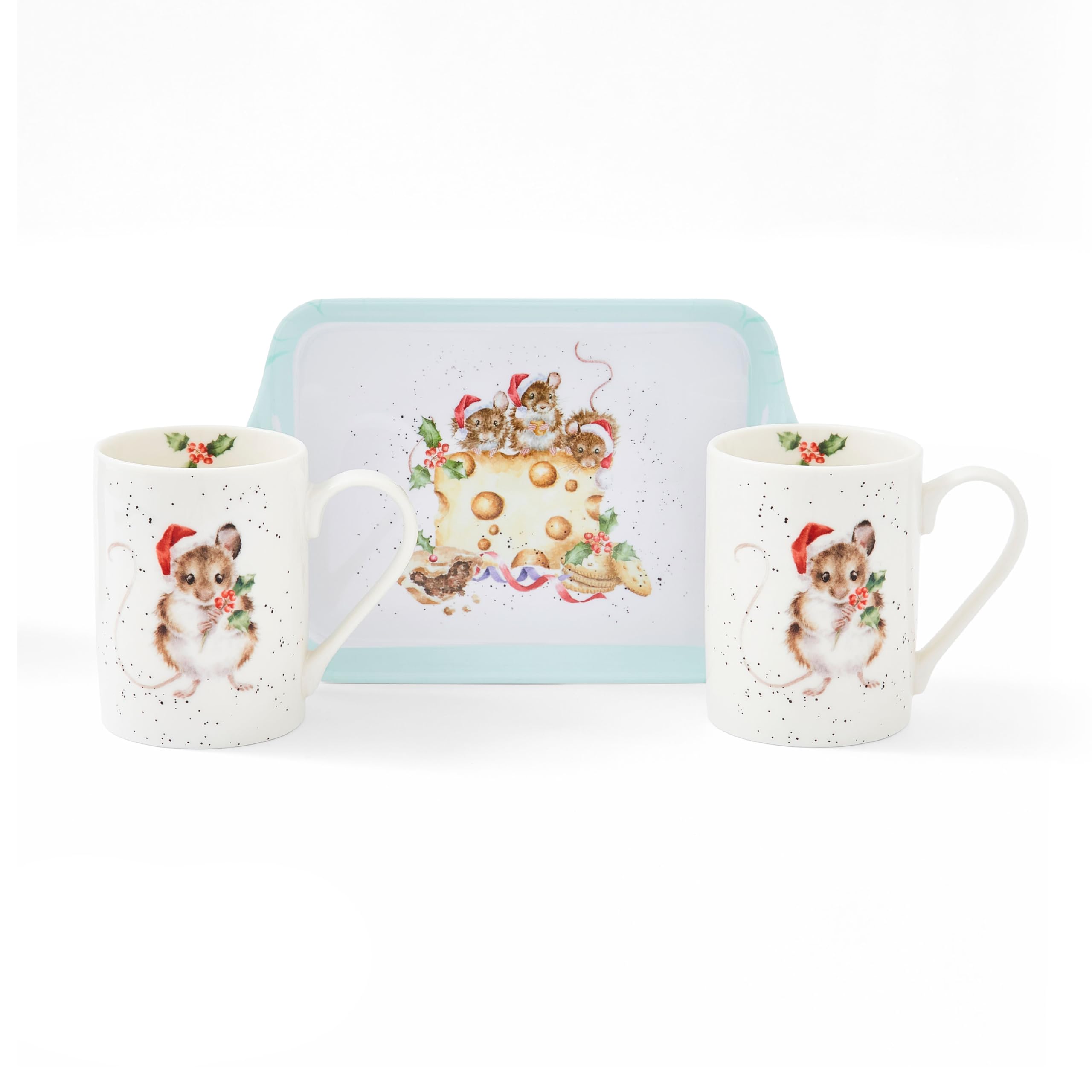 Wrendale Designs Royal Worcester Holly Jolly Mug and Tray Set X0011659156