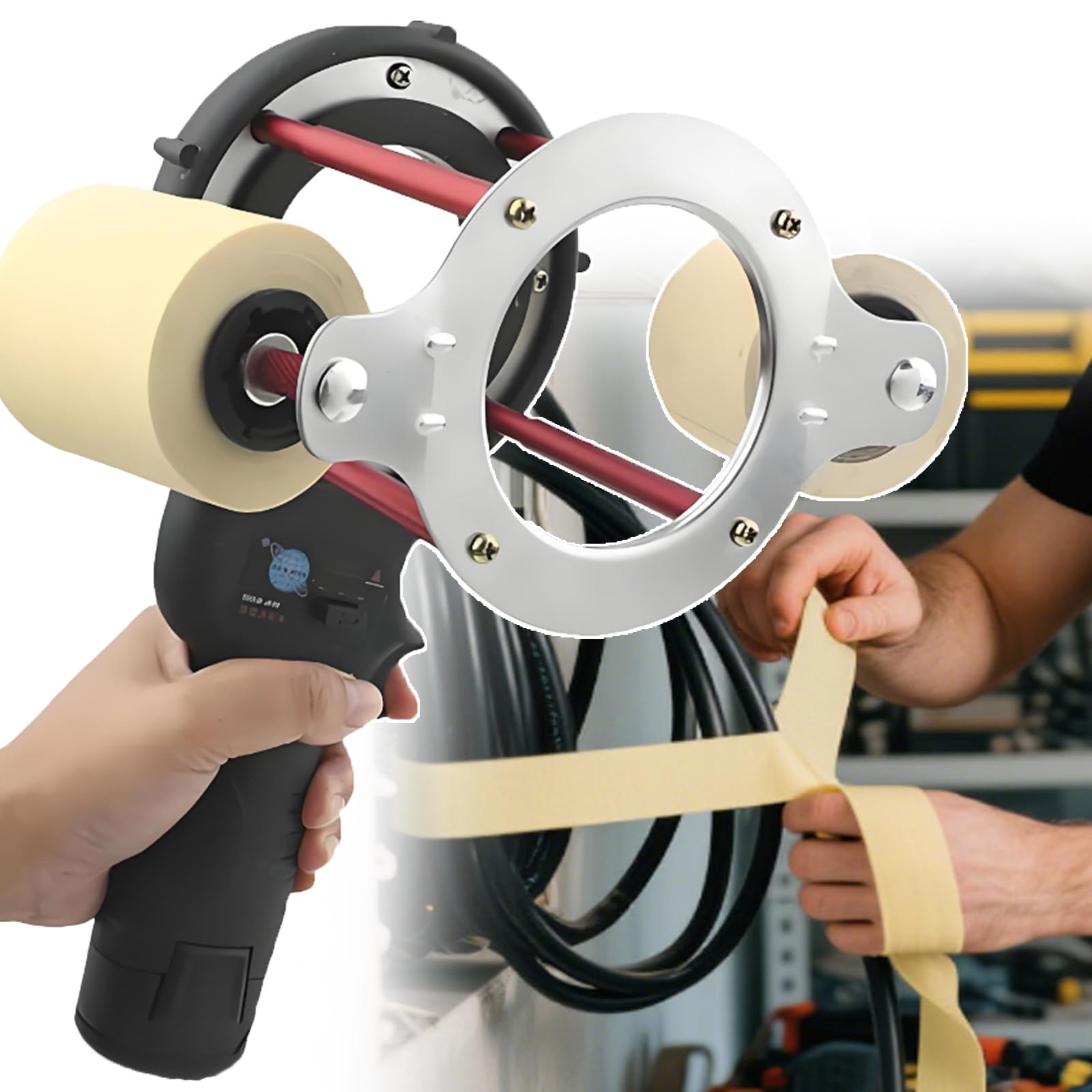 Herramienta eléctrica de bobinado de bridas de cables de HVAC | 70-380 RPM, batería recargable para tubos cuadrados y tubos de cobre | Máquina de cinta de aire acondicionado